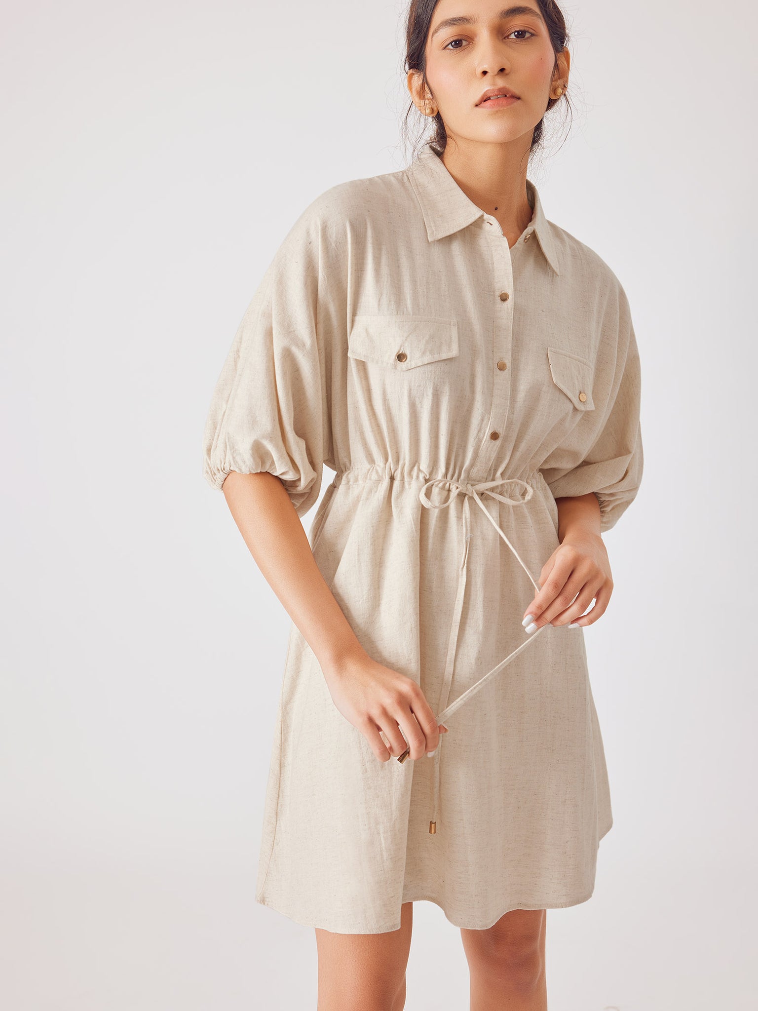 Ivory Drawstring Shirt Dress
Ivory Drawstring Shirt Dress