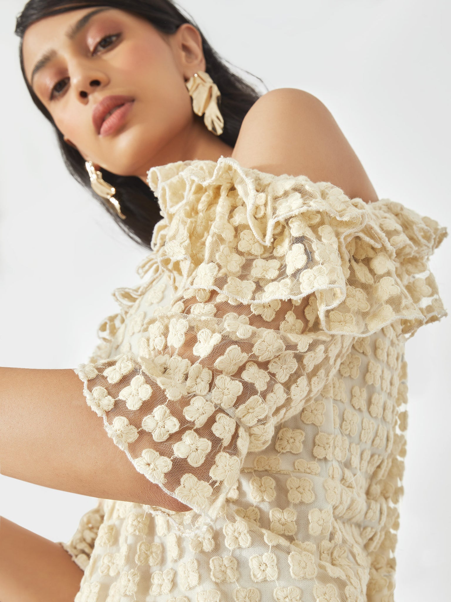 Ivory Embroidered Off Shoulder Top
Ivory Embroidered Off Shoulder Top