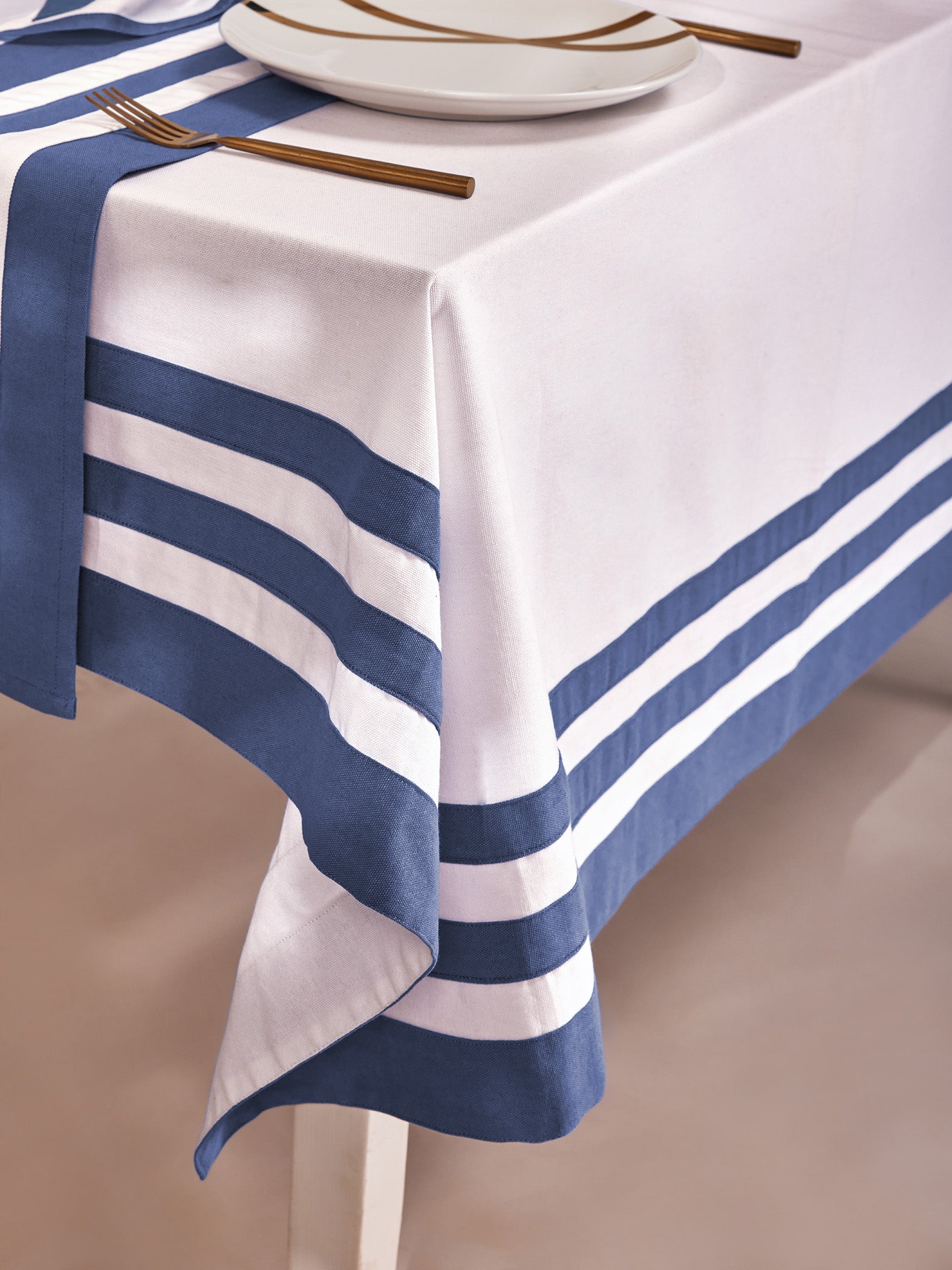 Buy Ivory & Blue Table Cloth Online The Label Life