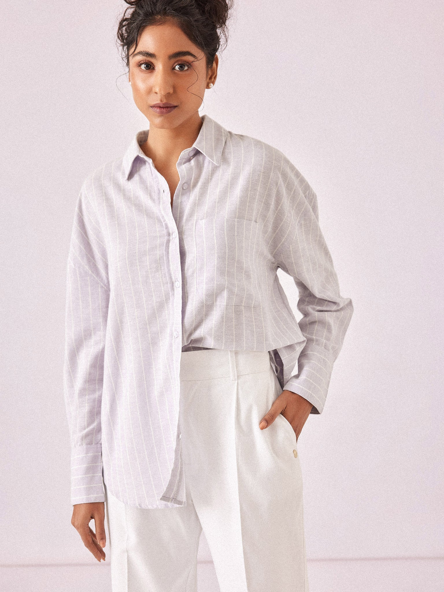 Lilac Striped Oversized Shirt
Lilac Striped Oversized Shirt