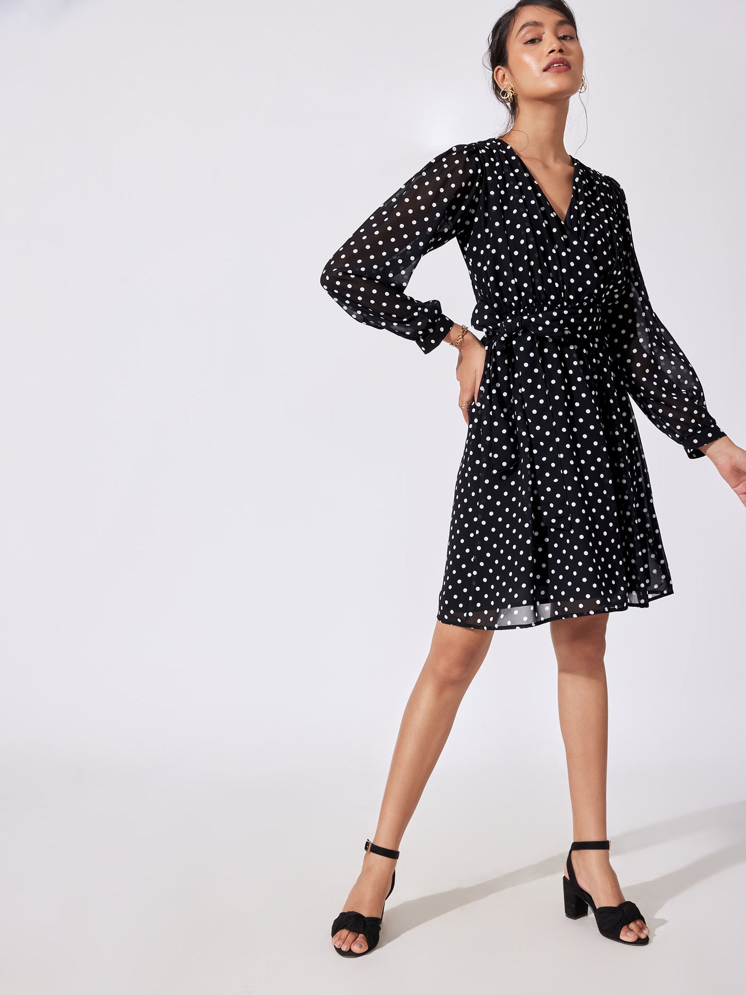 Monochrome Polka Cinched Dress
Monochrome Polka Cinched Dress