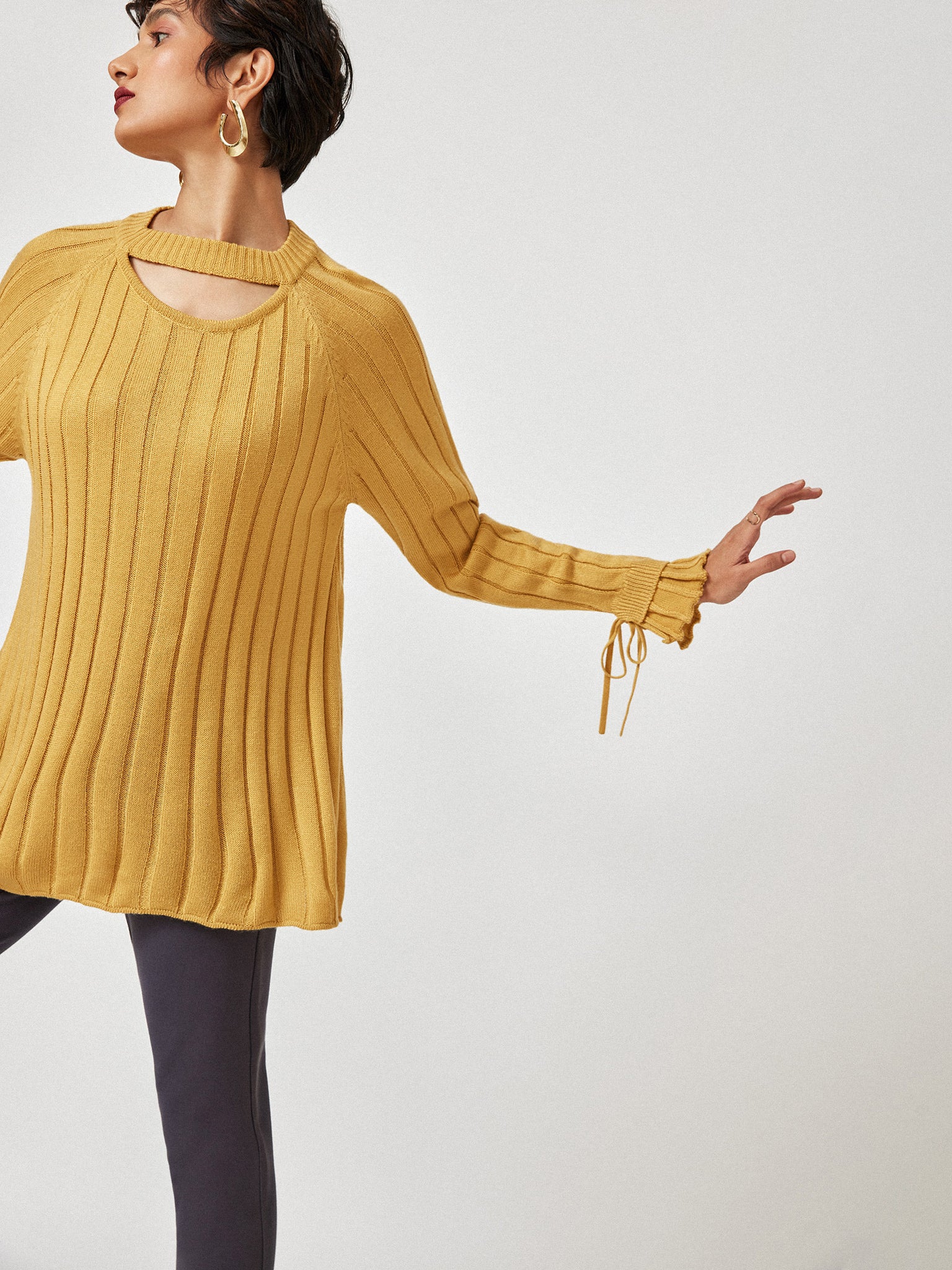 Mustard Cut Out Ribbed Sweater
Mustard Cut Out Ribbed Sweater