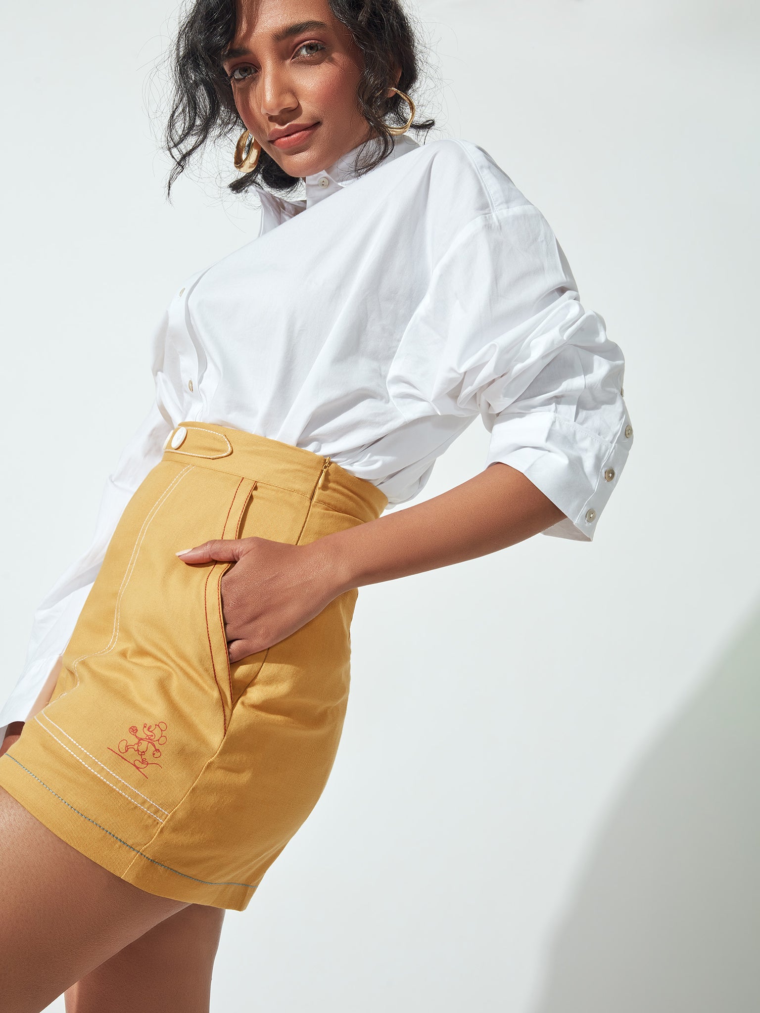 Mustard Topstitch Buttoned Flap Shorts by Disney
Mustard Topstitch Buttoned Flap Shorts by Disney