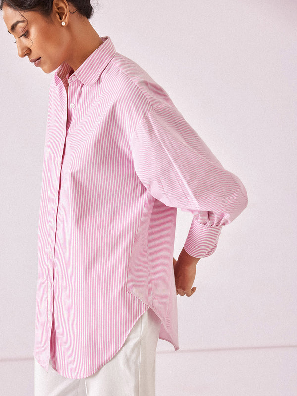 Pink Striped Oversized Shirt