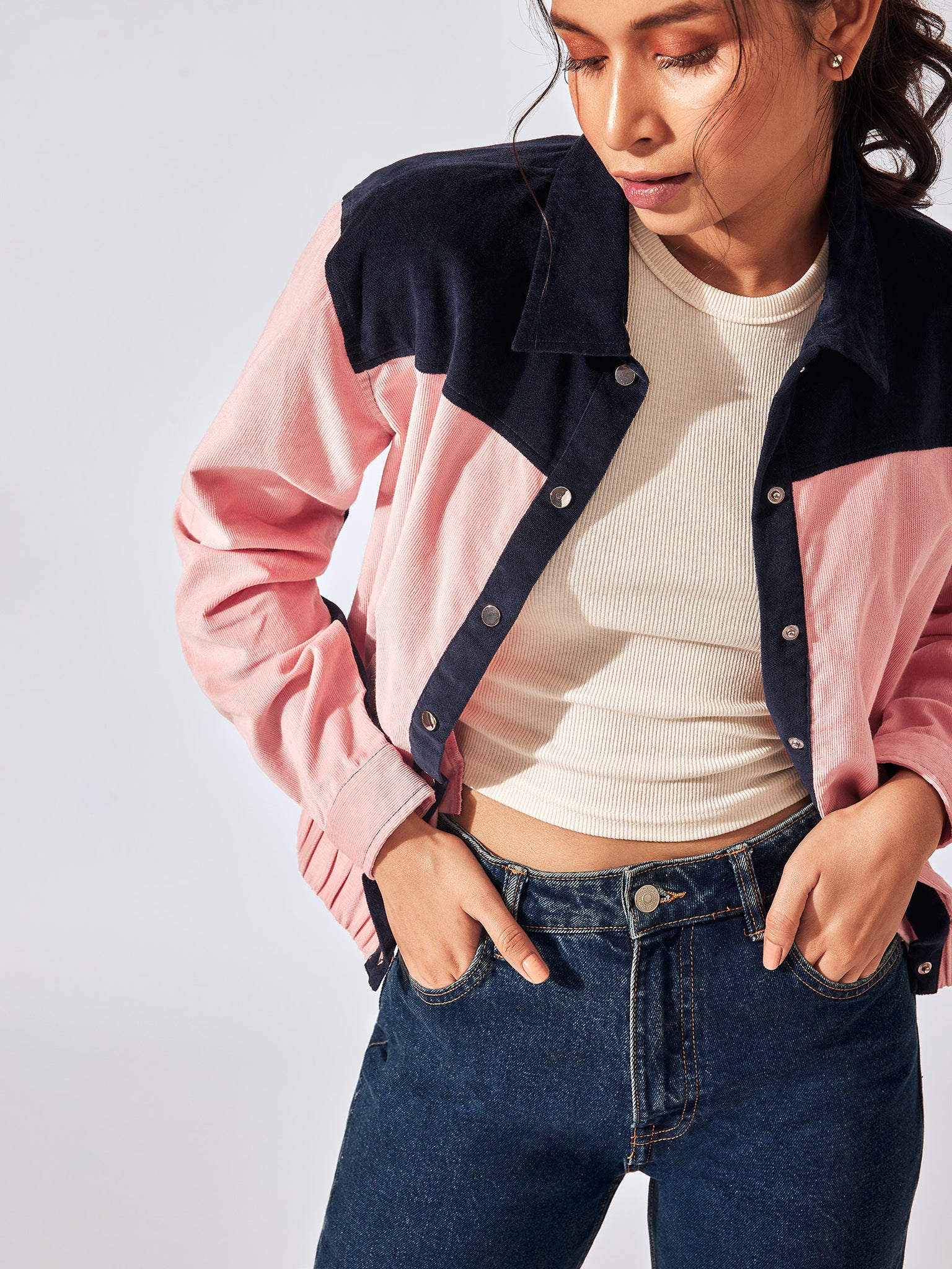 Pink and Navy Corduroy Jacket
Pink and Navy Corduroy Jacket
