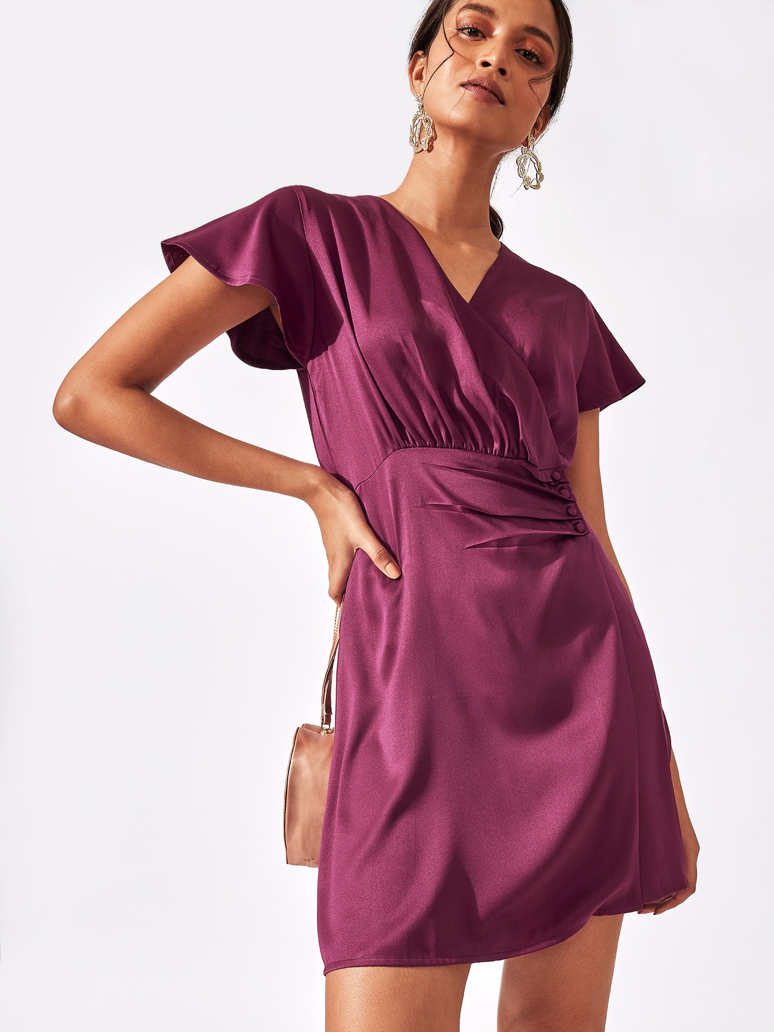 Plum Satin Pleat Dress
Plum Satin Pleat Dress