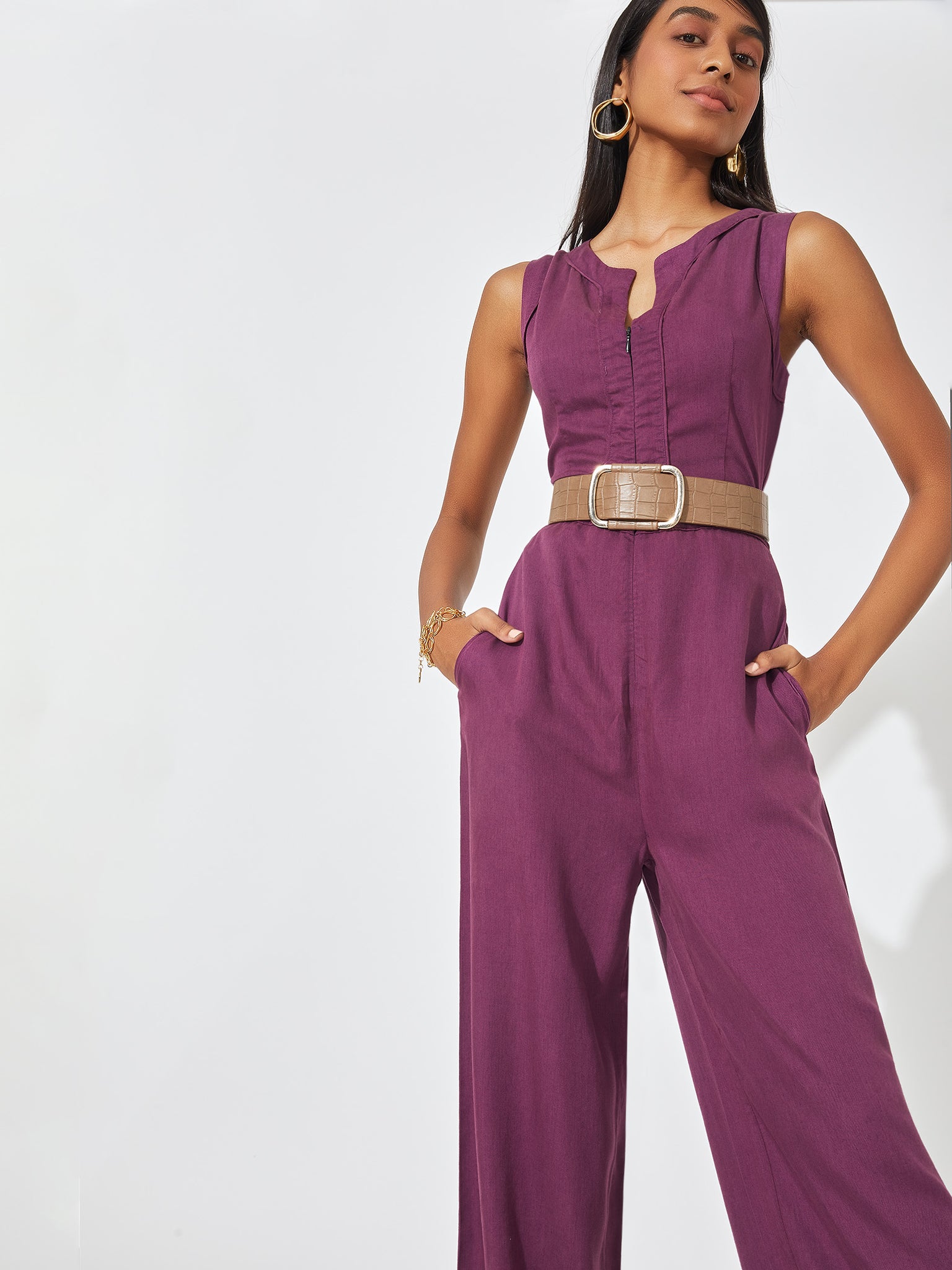 Plum Zipper Flared Jumpsuit
Plum Zipper Flared Jumpsuit