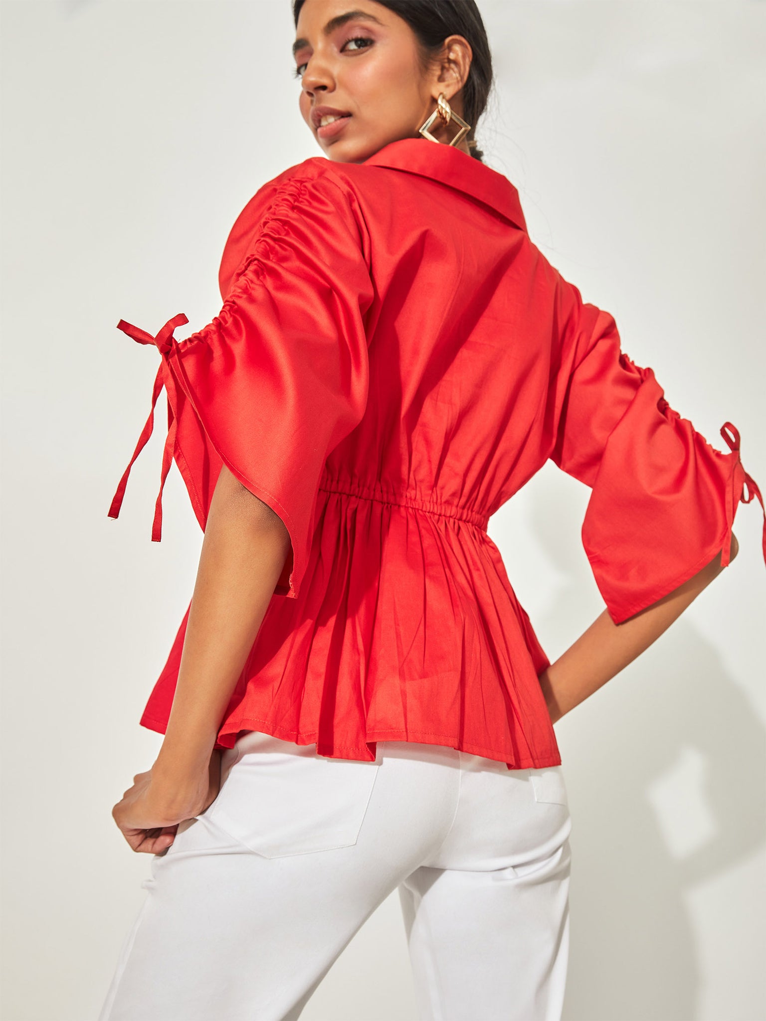 Red Overlap Peplum Tie Top
Red Overlap Peplum Tie Top