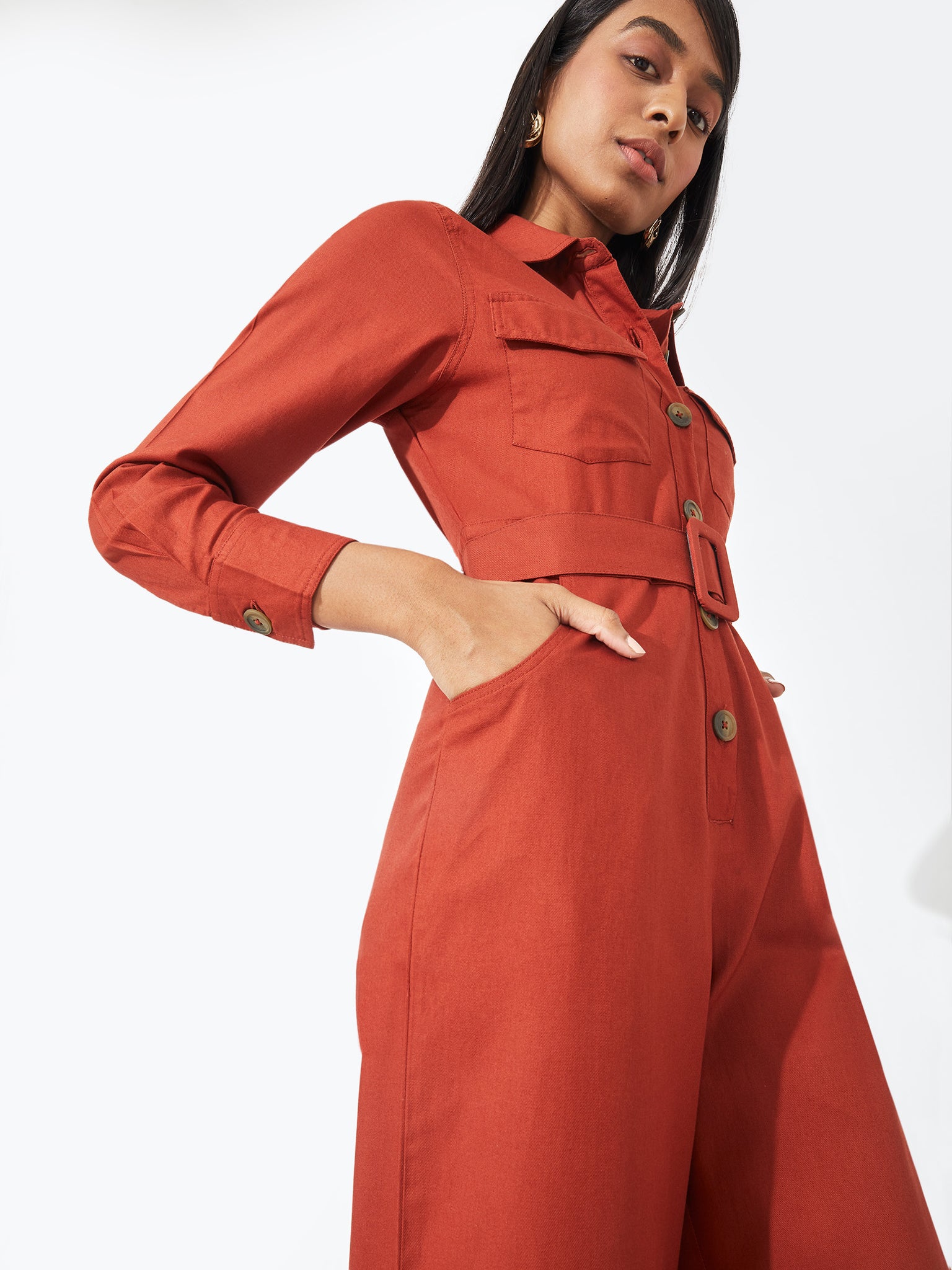 Rust Front Tie Jumpsuit
Rust Front Tie Jumpsuit