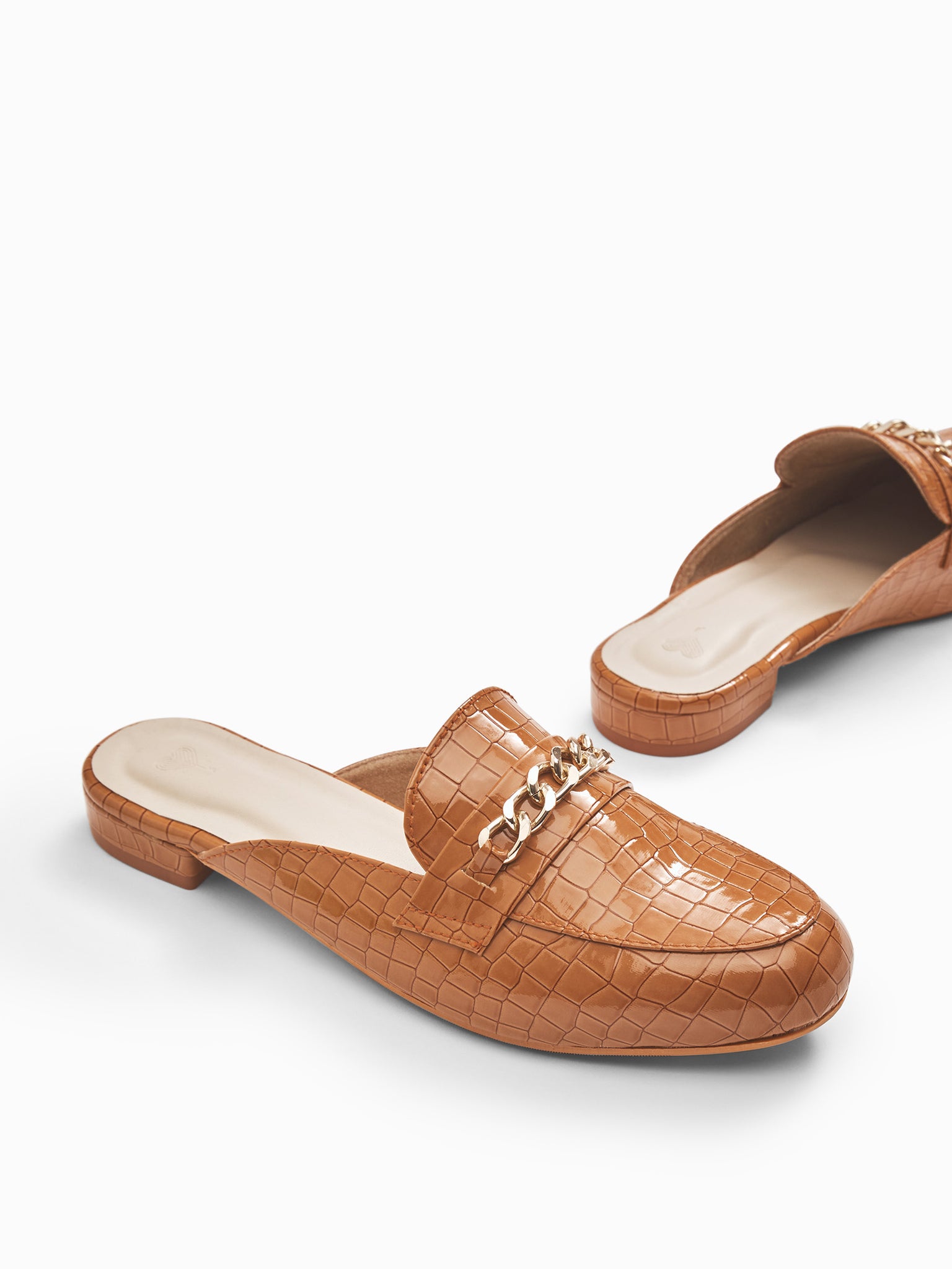 Rust Patent Chained Mules
Rust Patent Chained Mules