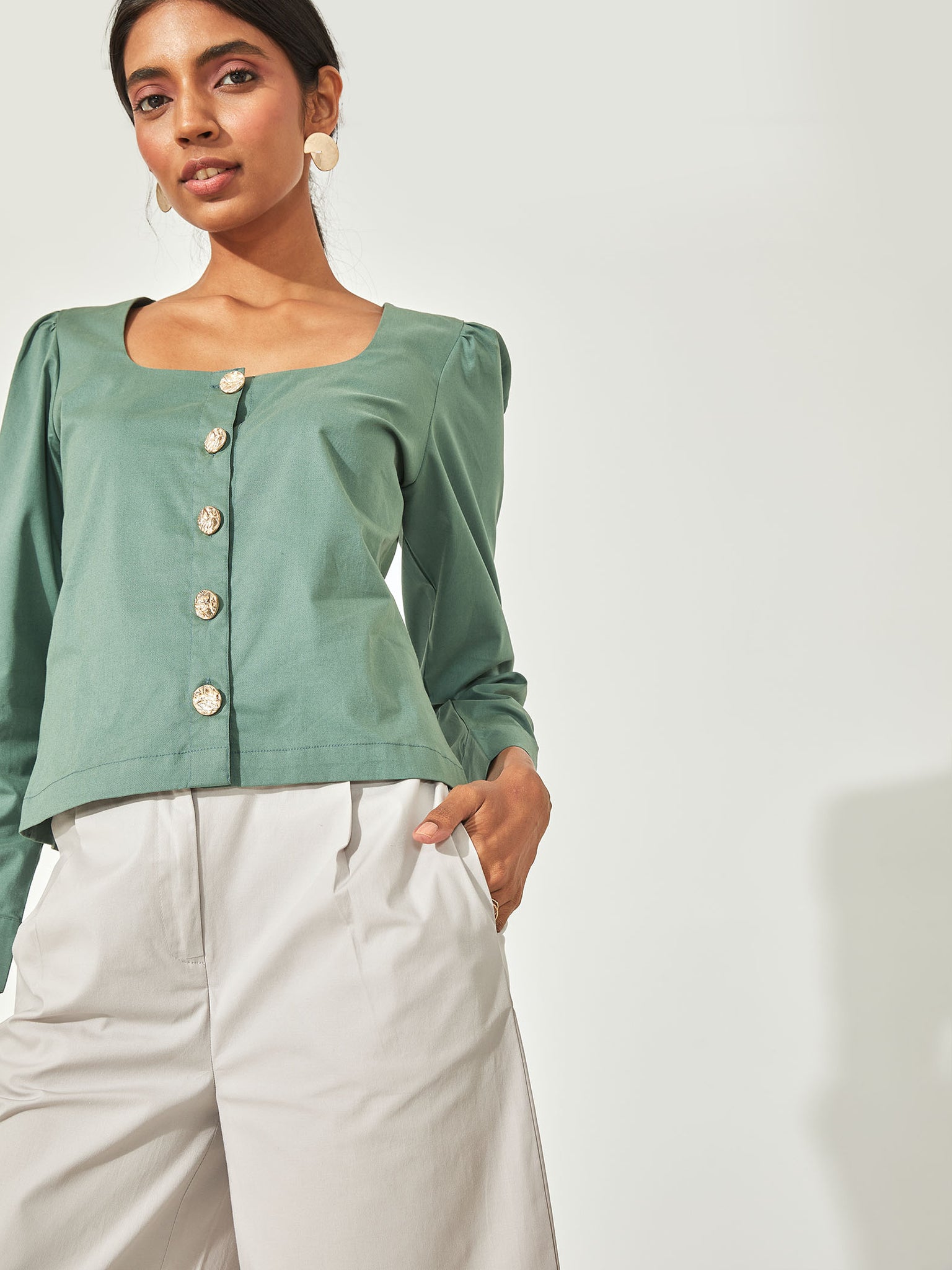 Sage Square Neck Shirt
Sage Square Neck Shirt