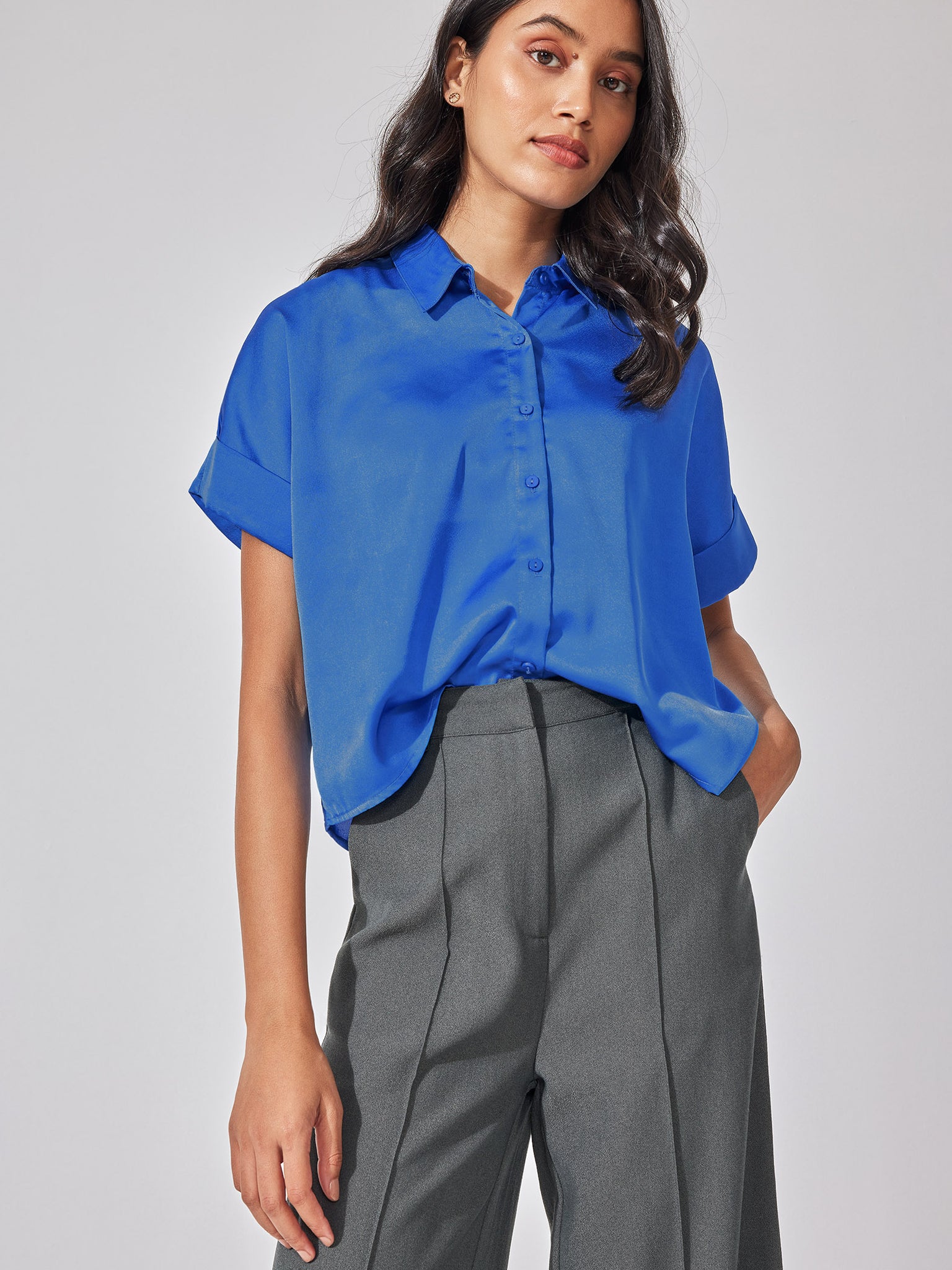 Sapphire Satin Boxy Shirt
Sapphire Satin Boxy Shirt