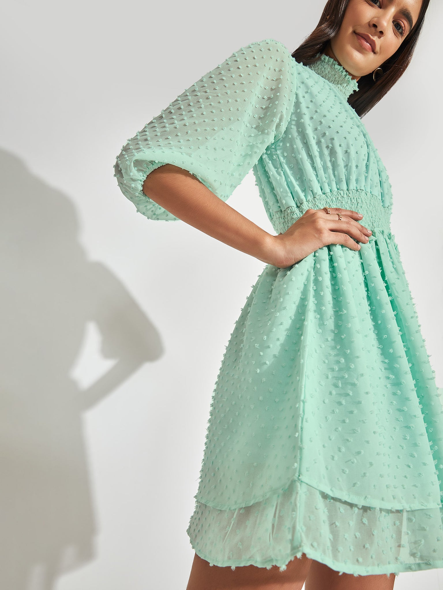 Sky Blue Gathered Mini Dress
Sky Blue Gathered Mini Dress