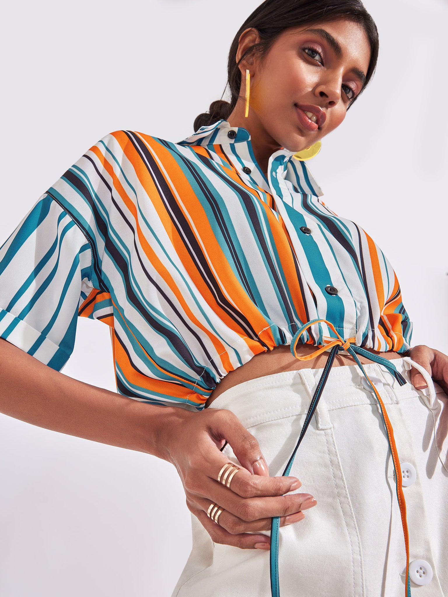 Striped Drawstring Crop Top
Striped Drawstring Crop Top