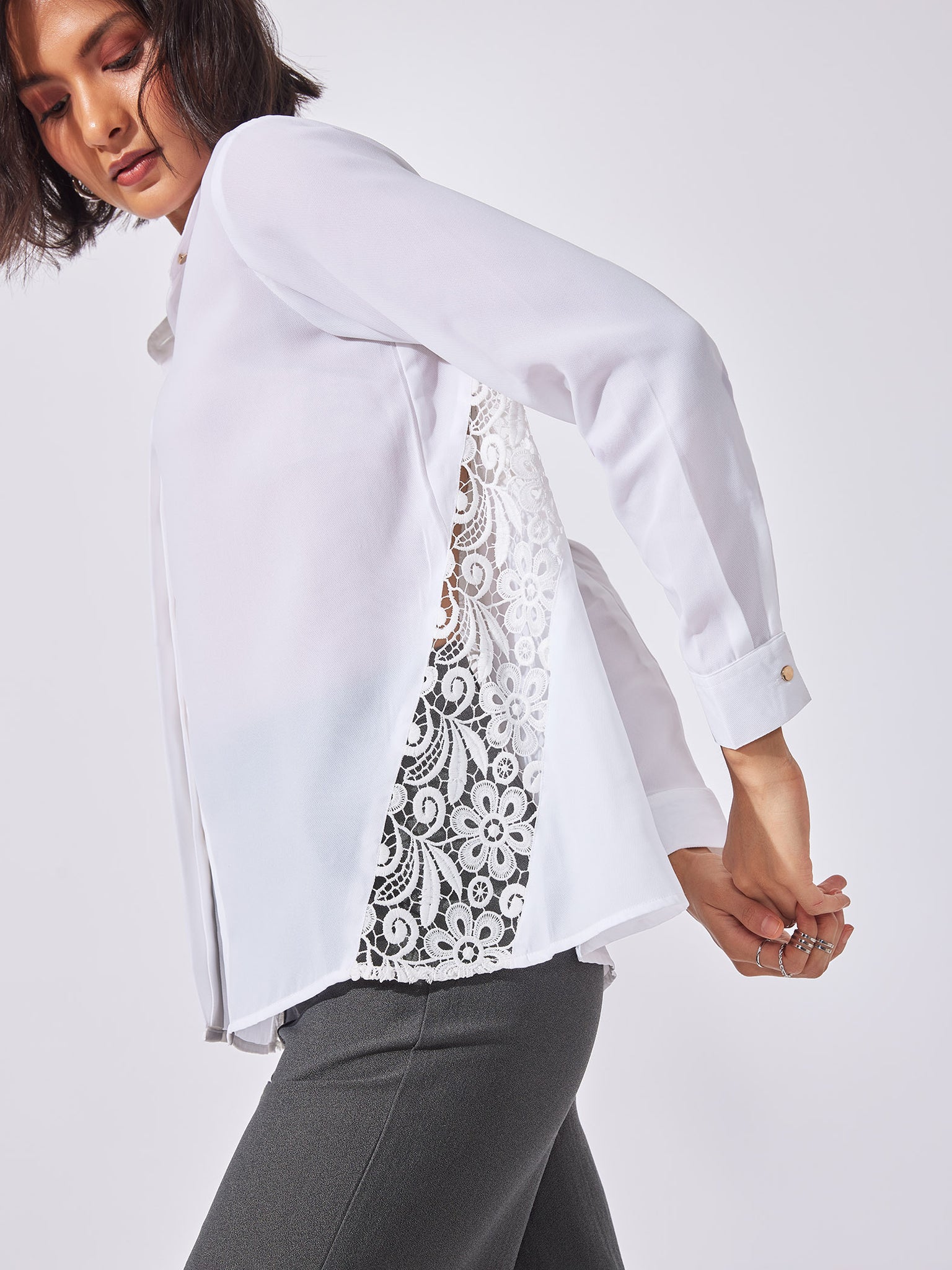White Back Lace Insert Shirt
White Back Lace Insert Shirt