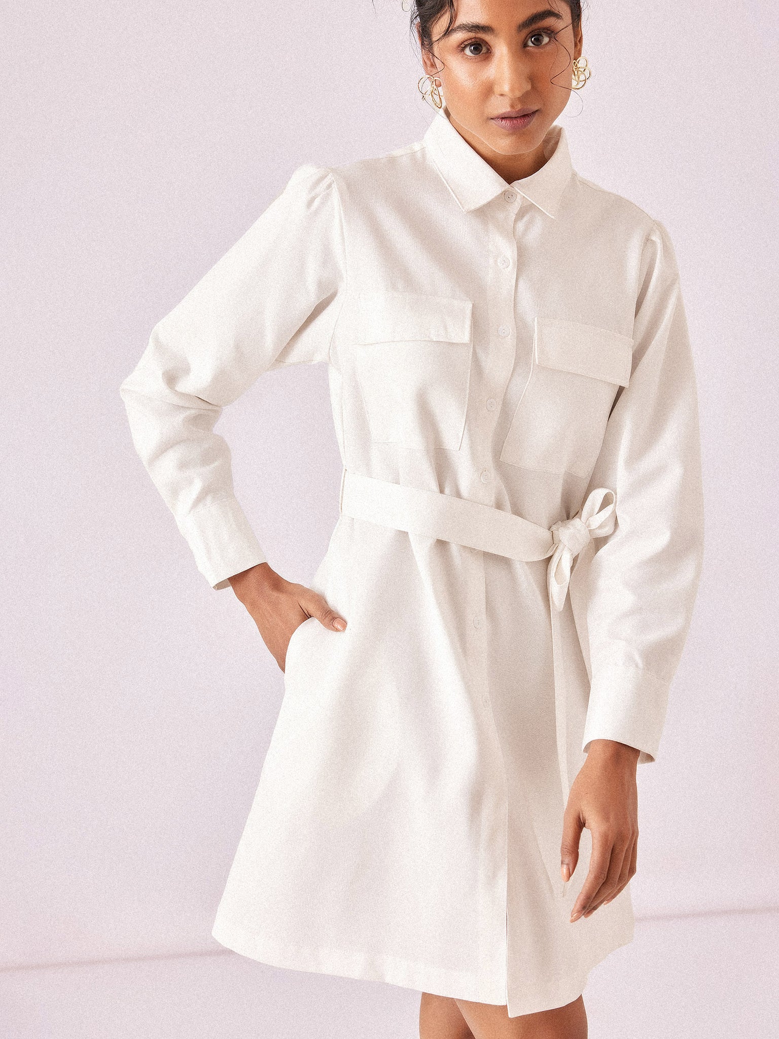 White Chambray Shirt Dress
White Chambray Shirt Dress