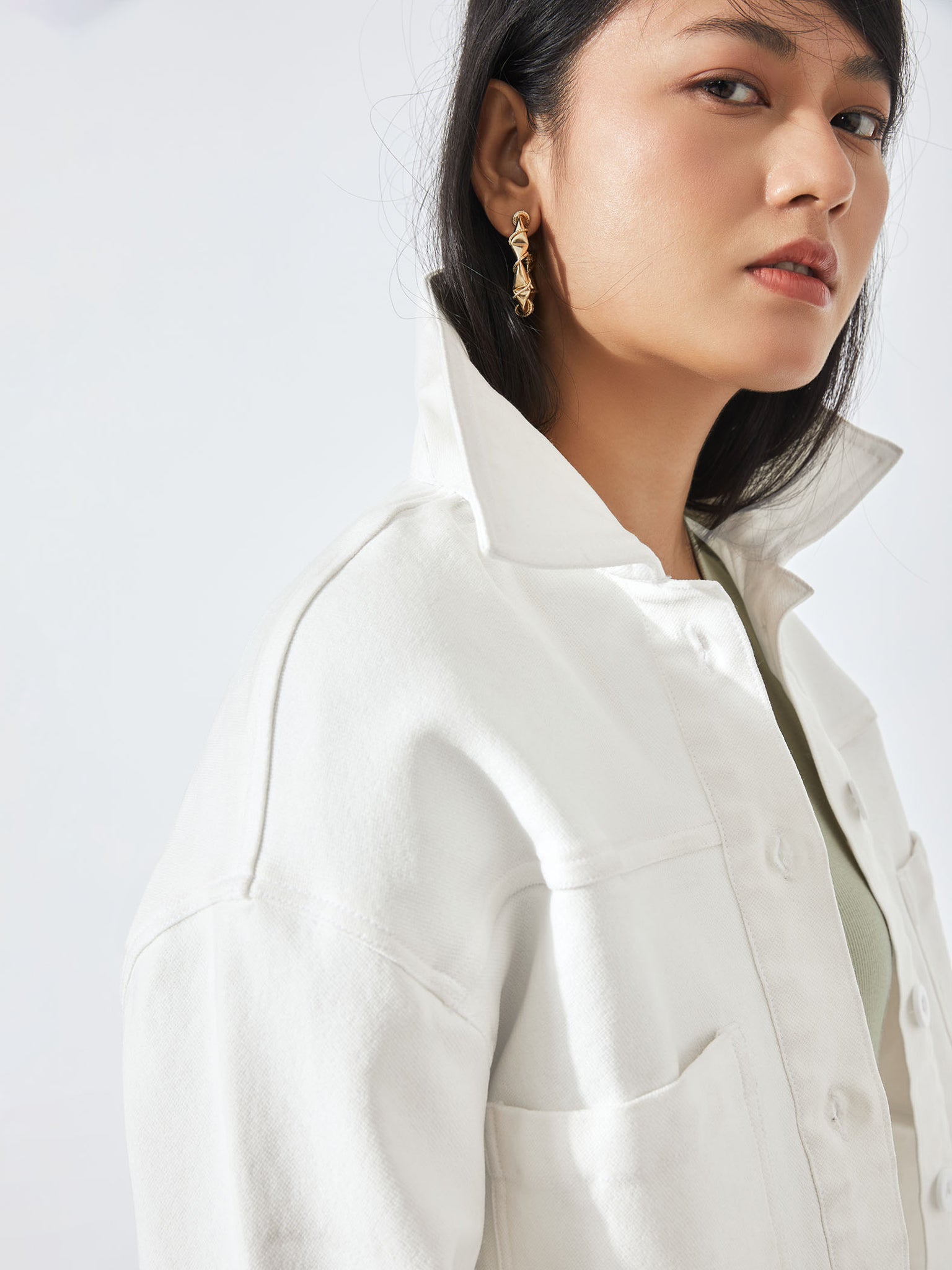 White Denim Oversized Jacket 
White Denim Oversized Jacket