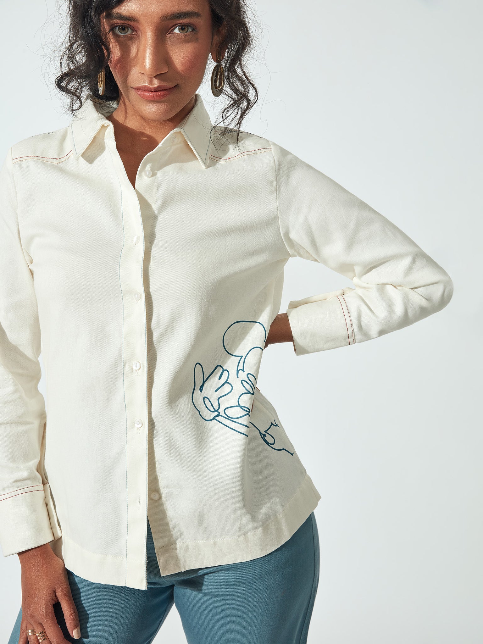 White Mickey Print Yoke Shirt by Disney
White Mickey Print Yoke Shirt by Disney