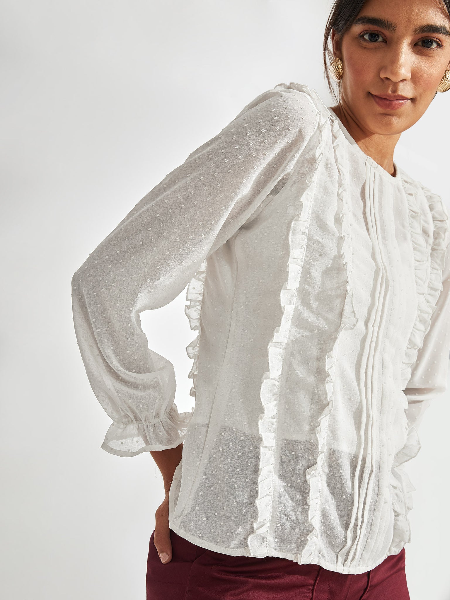 White Ruffled Shirt 
White Ruffled Shirt