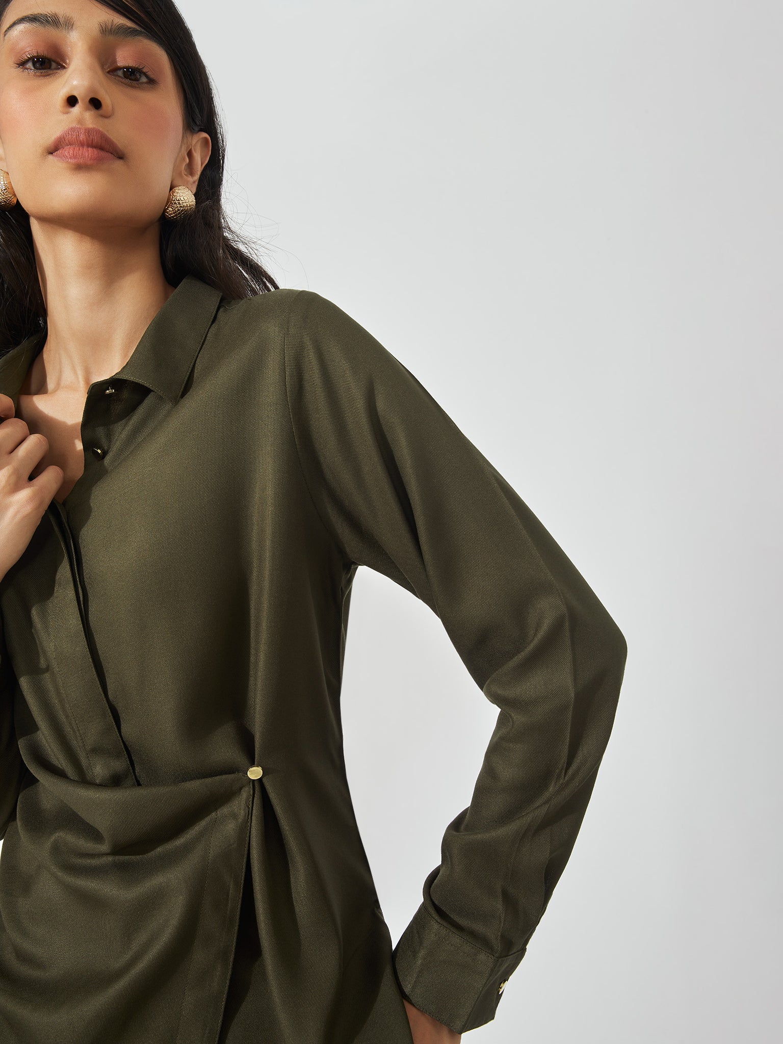 Olive Wrap Button Shirt
Olive Wrap Button Shirt