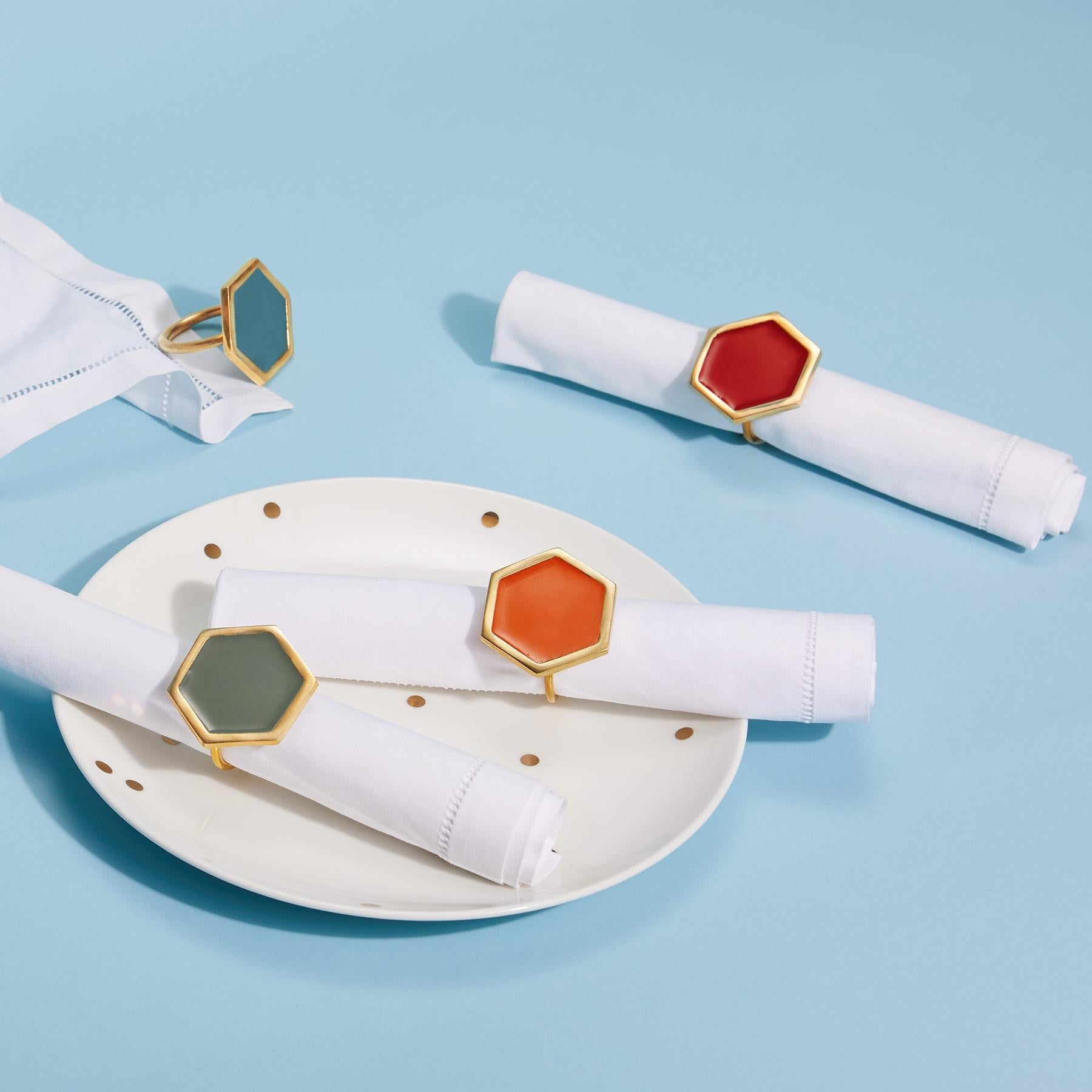 Hexagon Napkin Rings Buy Gold Napkin Rings Online
