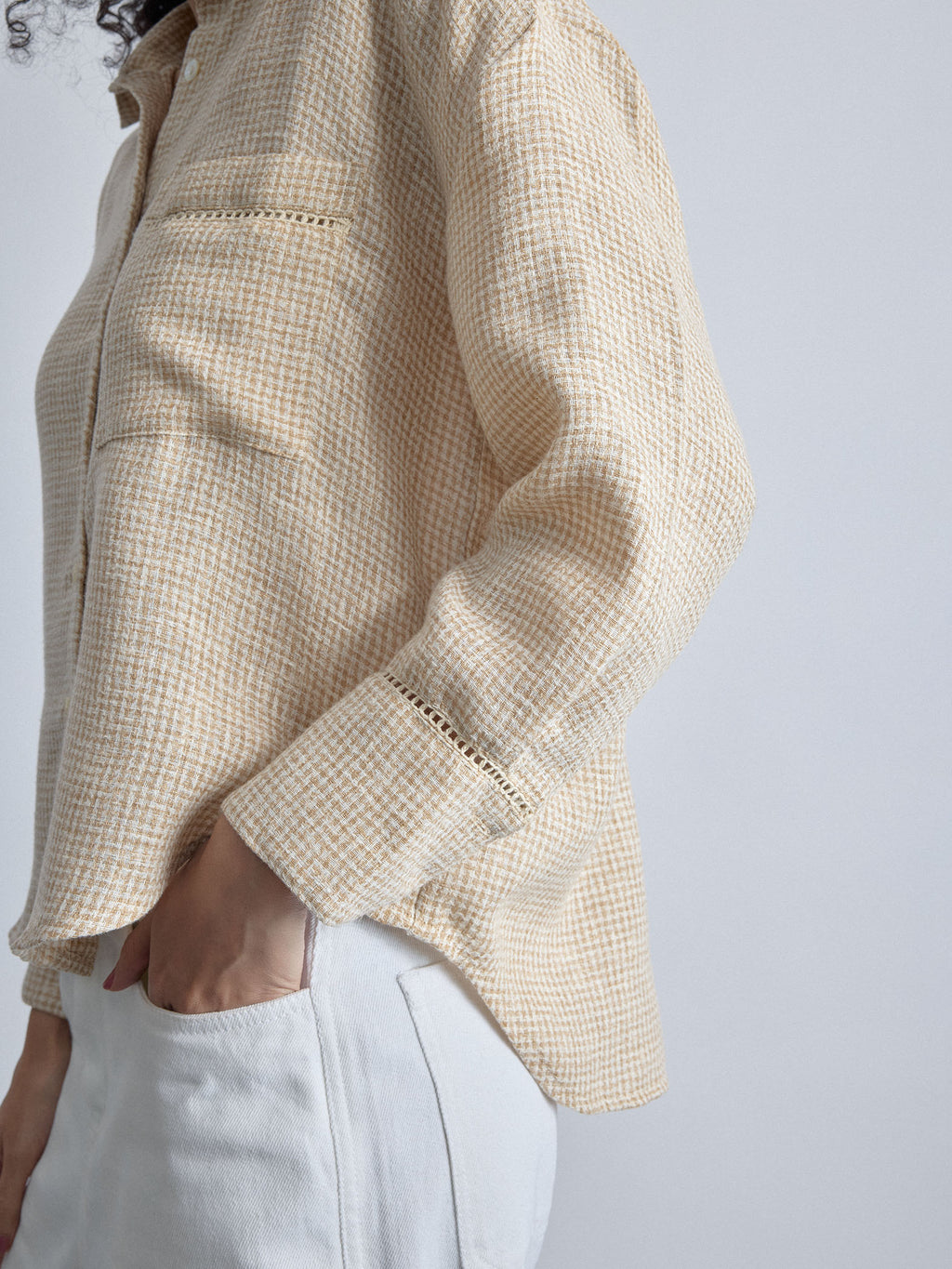 Beige Jute Lace Detail Shirt