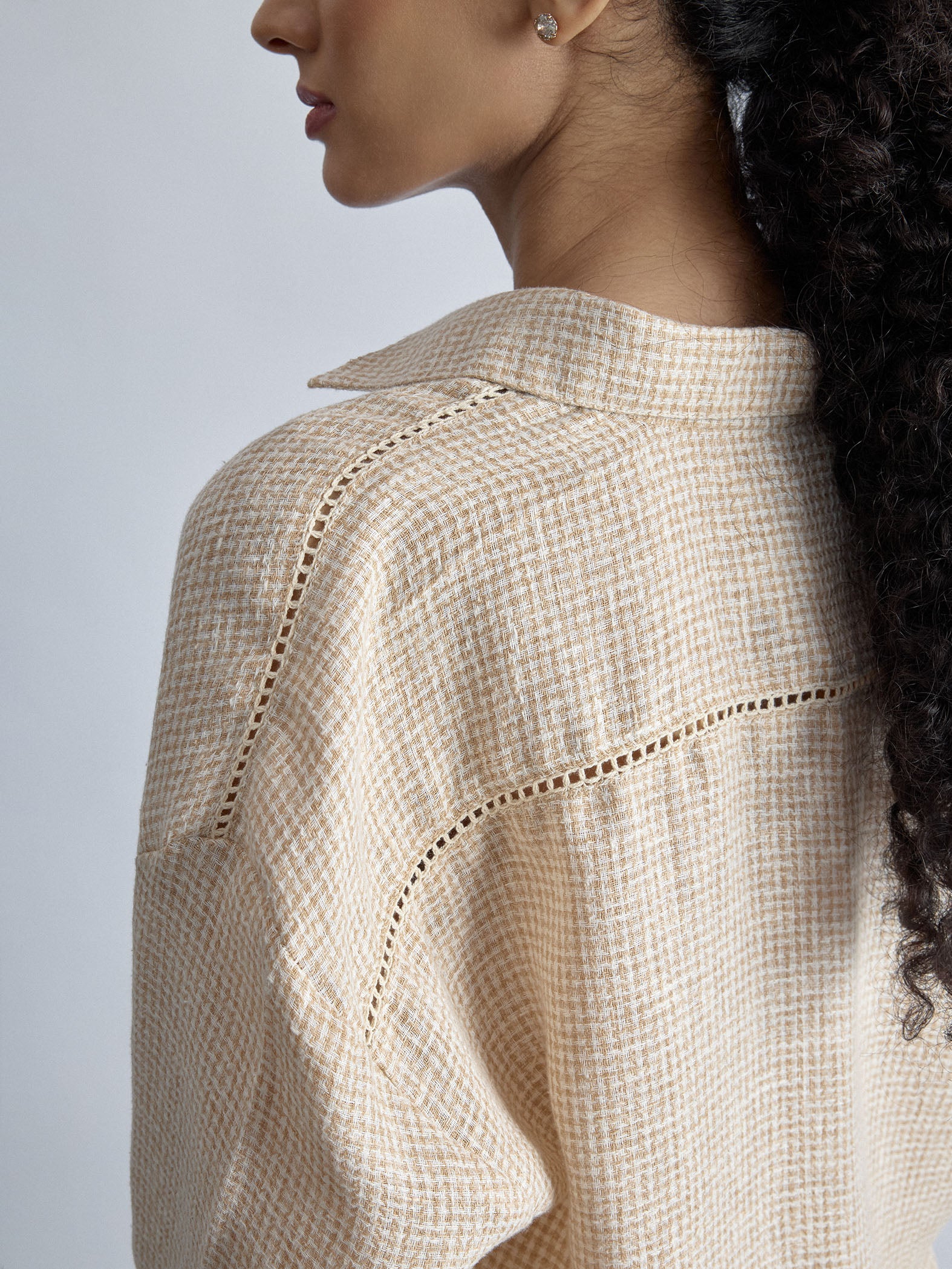 Beige Jute Lace Detail Shirt