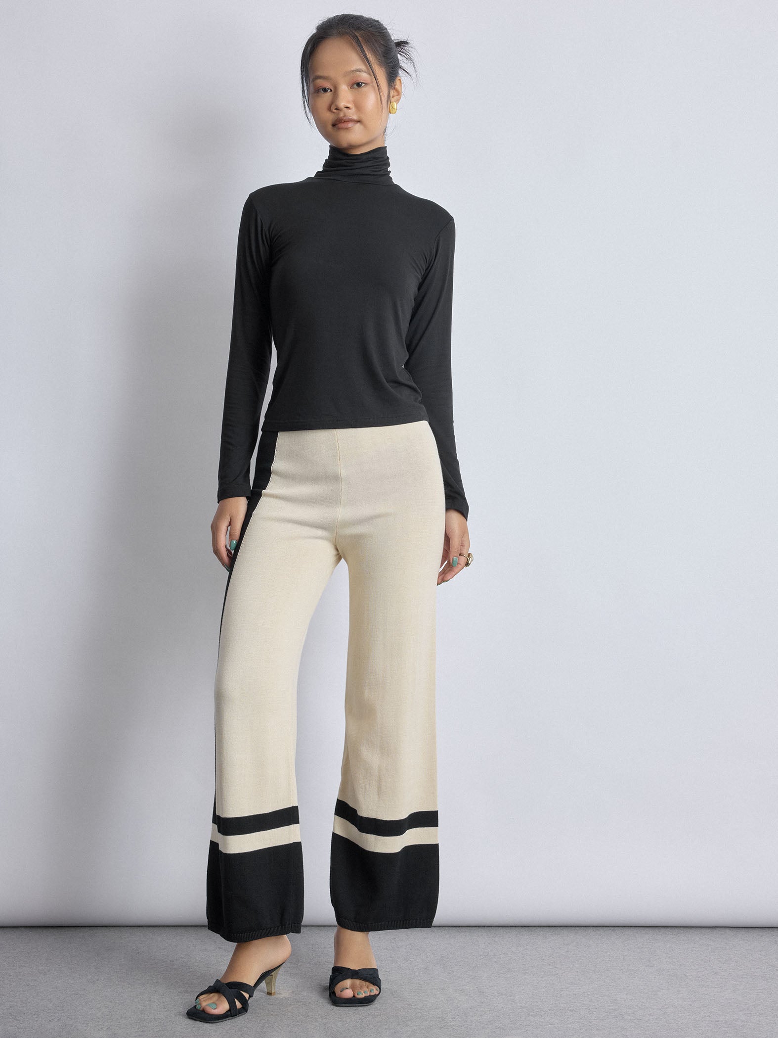 Black Colourblock Knit Pants