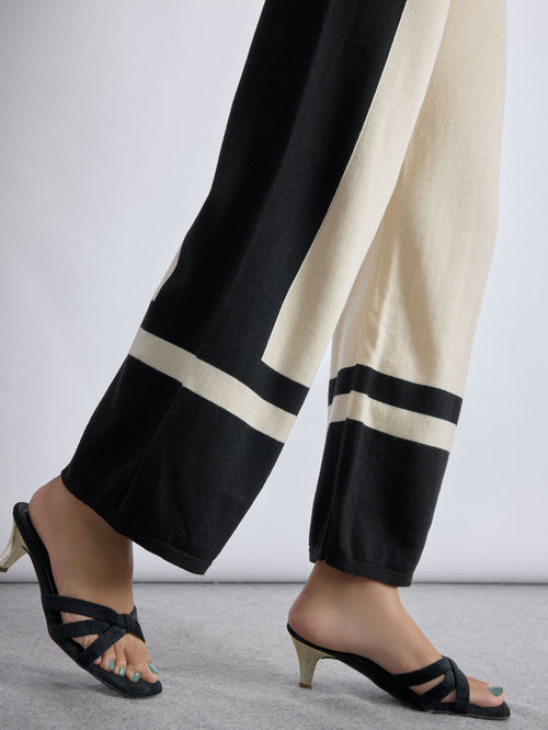 Black Colourblock Knit Pants
