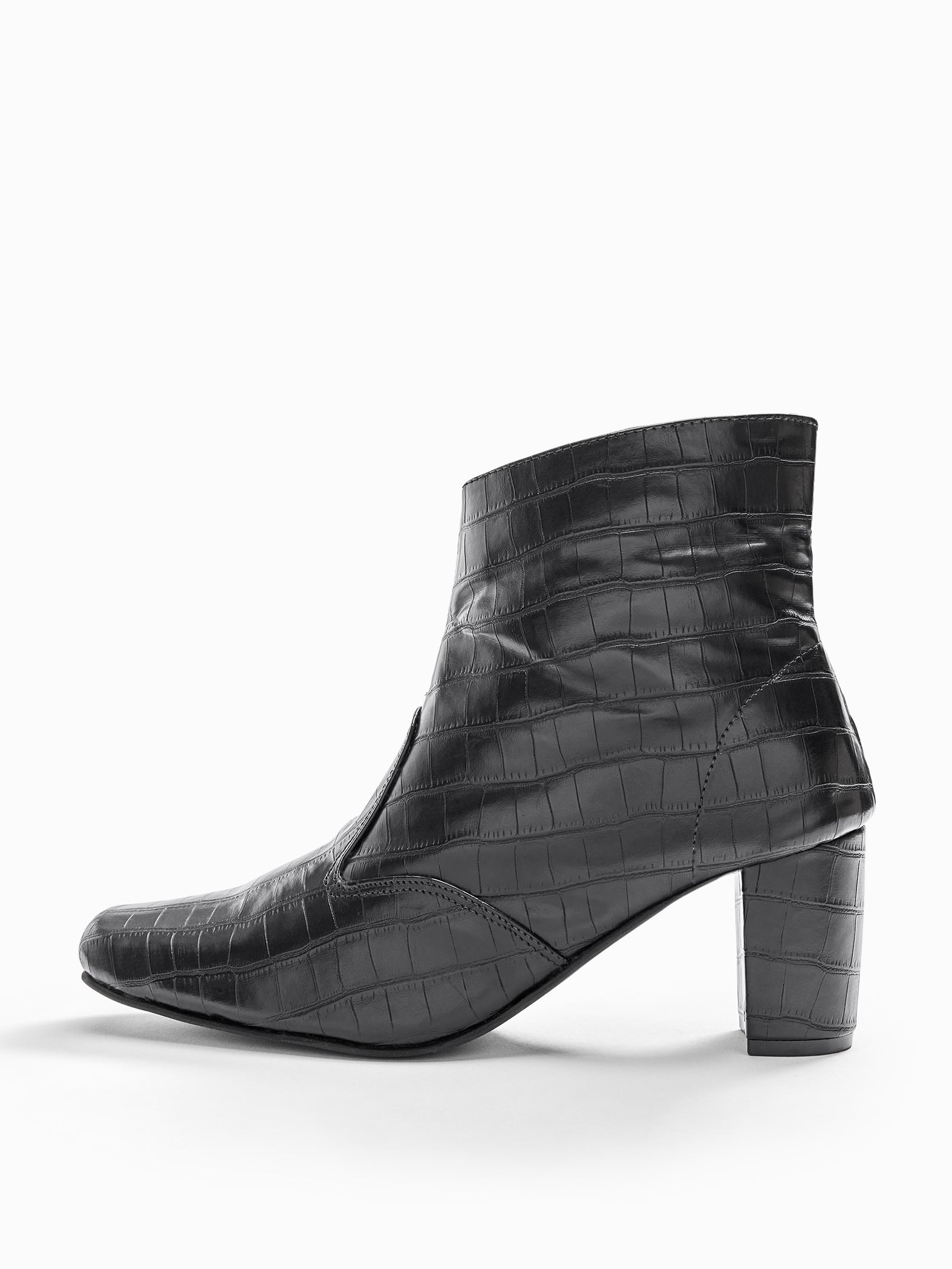 Black Croc Textured Boots