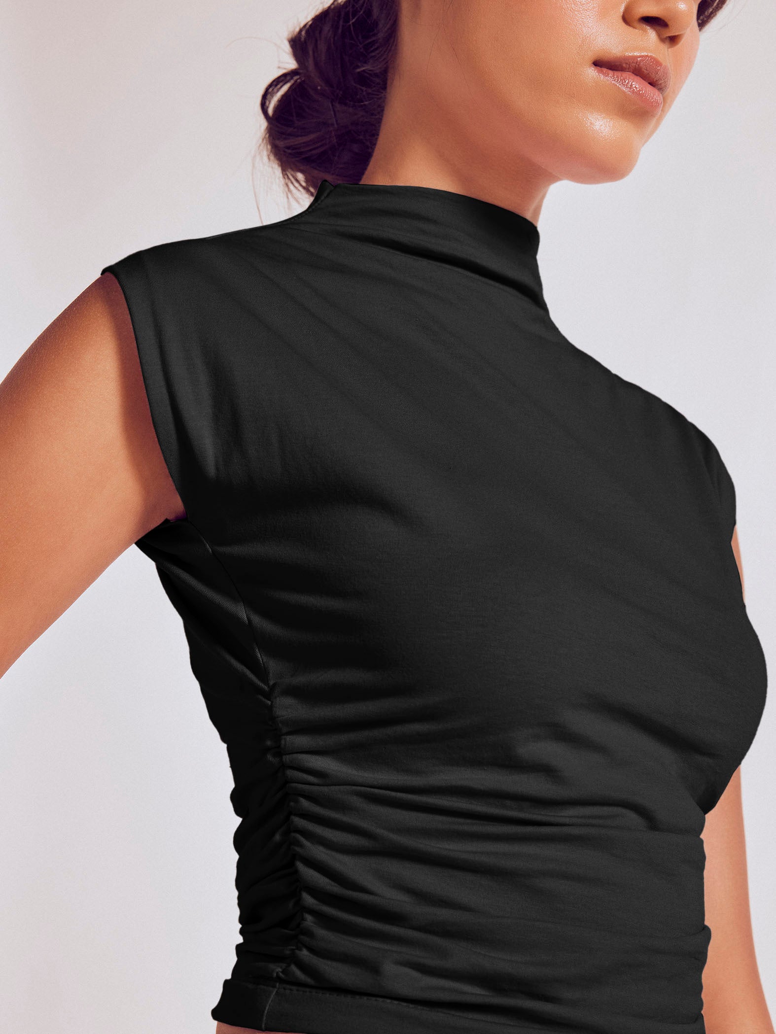 Black High Neck Knit Top