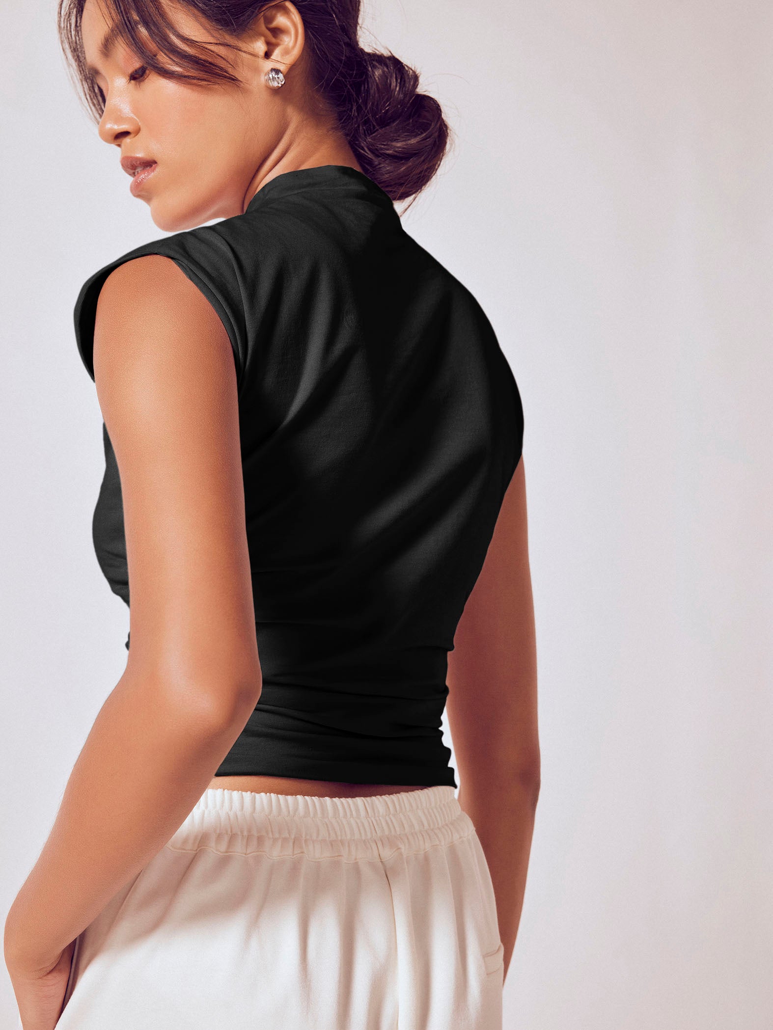 Black High Neck Knit Top