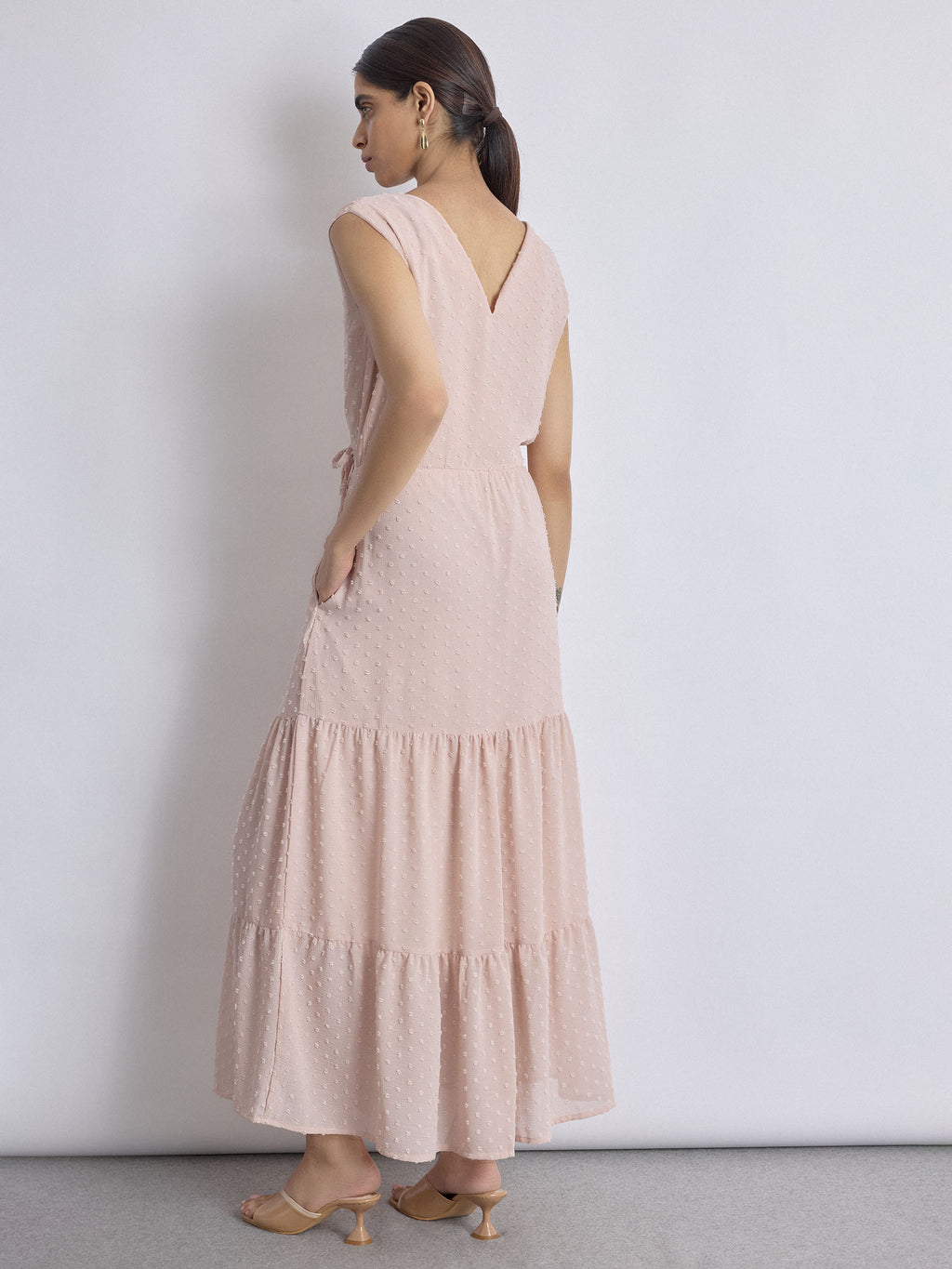Blush Dobby Tiered Maxi Dress