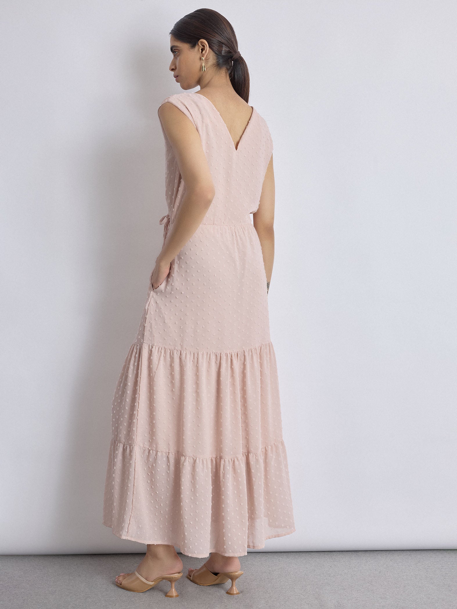 Blush Dobby Tiered Maxi Dress