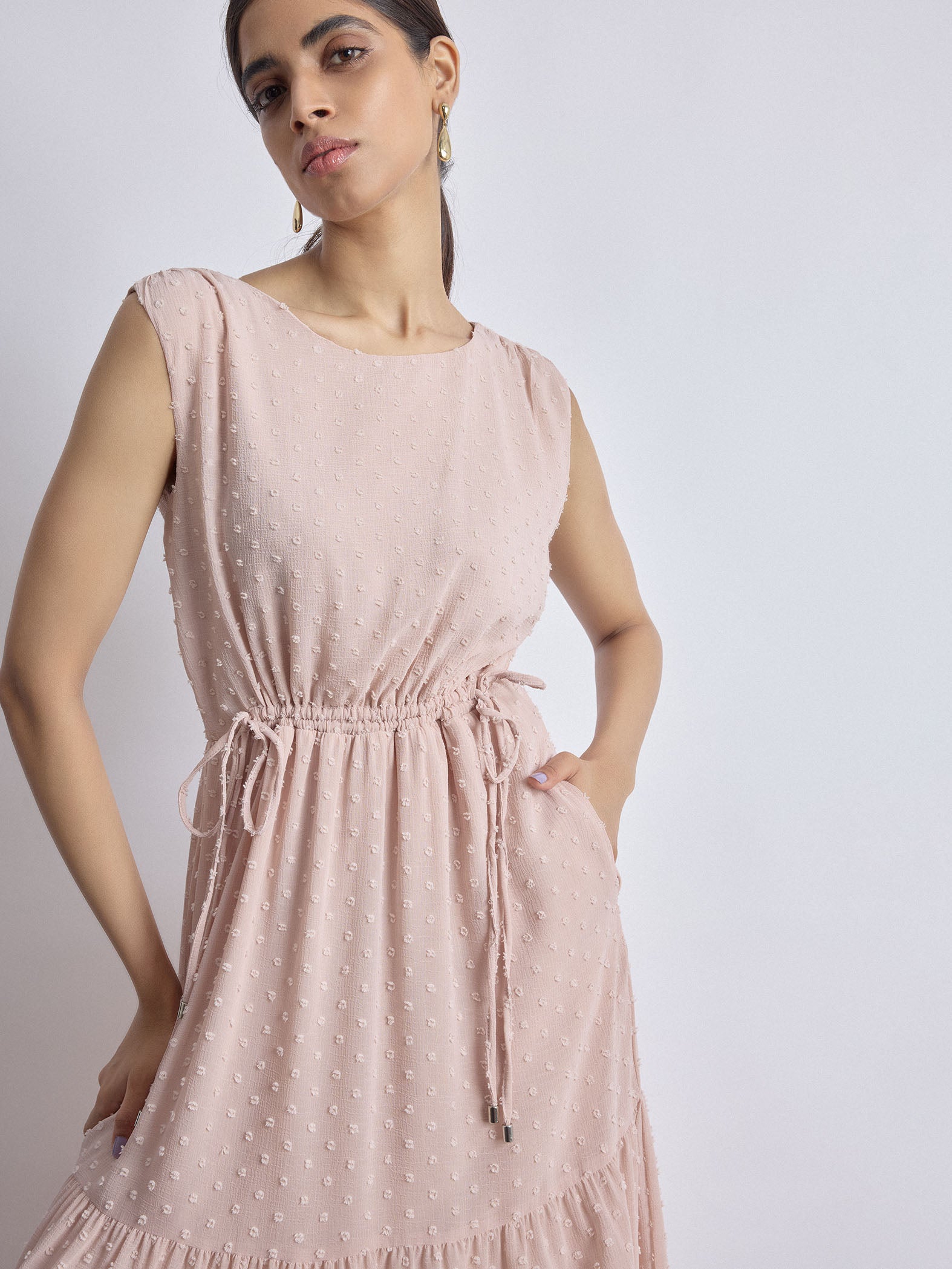 Blush Dobby Tiered Maxi Dress