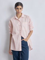 Blush Striped Back Overlap Shirt