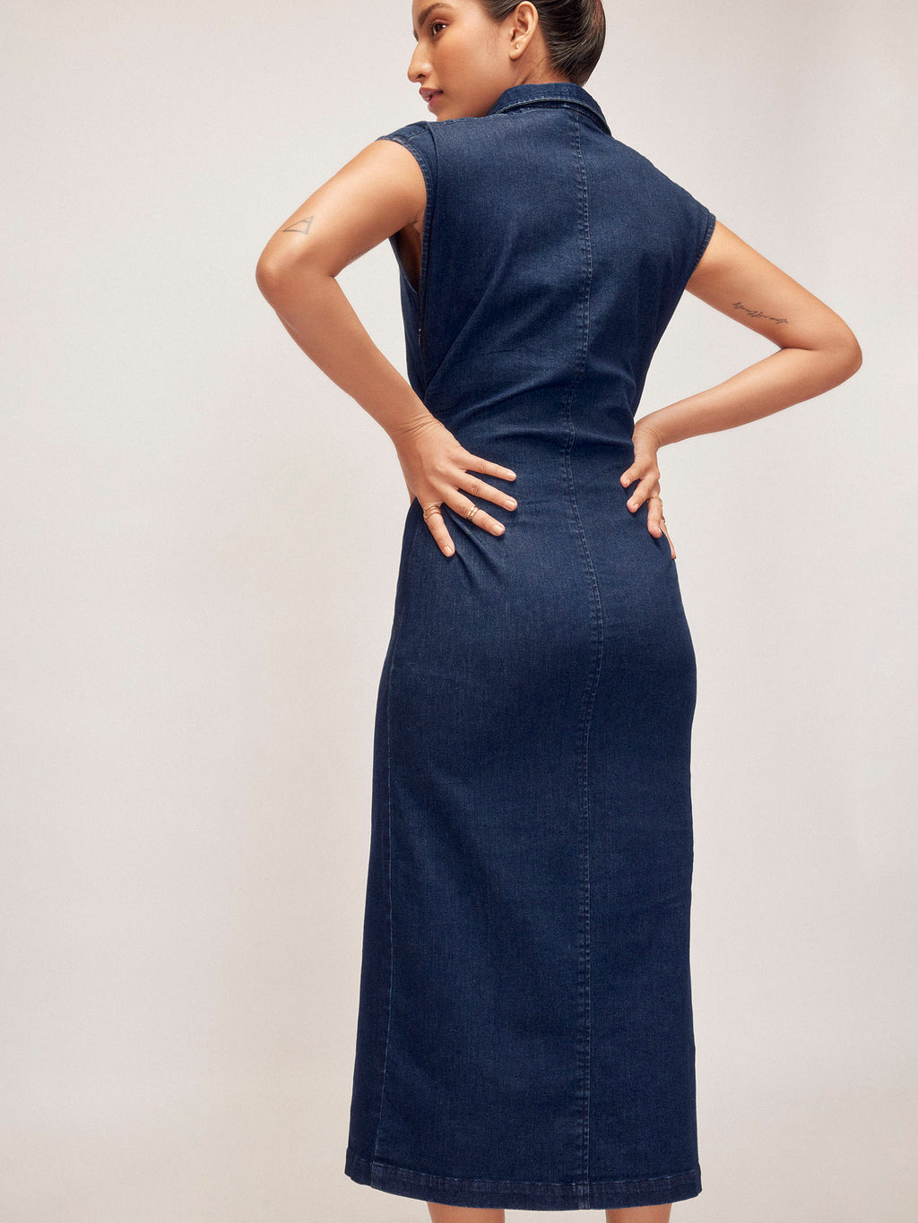 Denim Ruched Shirt Dress