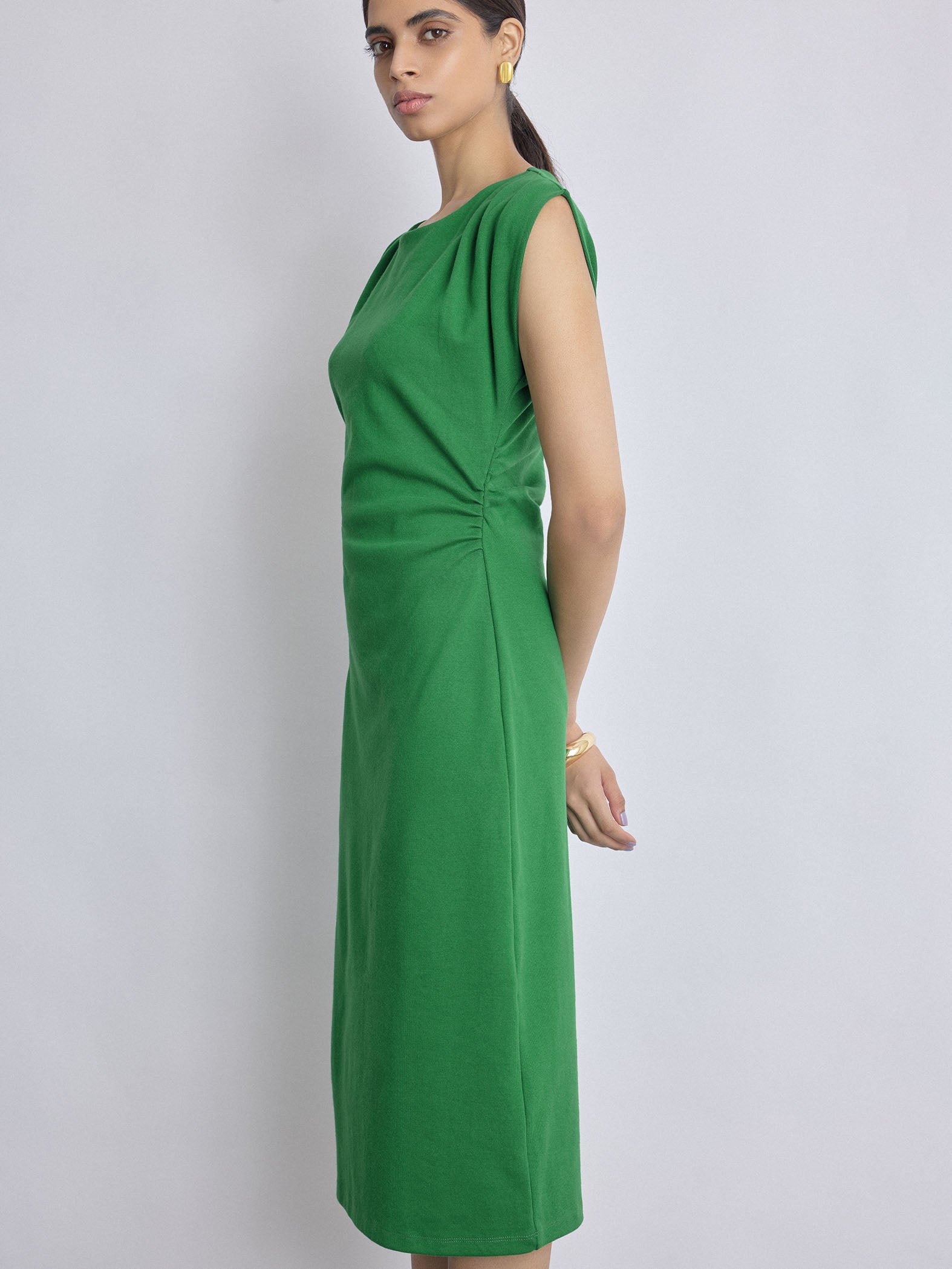 Emerald Knit Ruched Dress