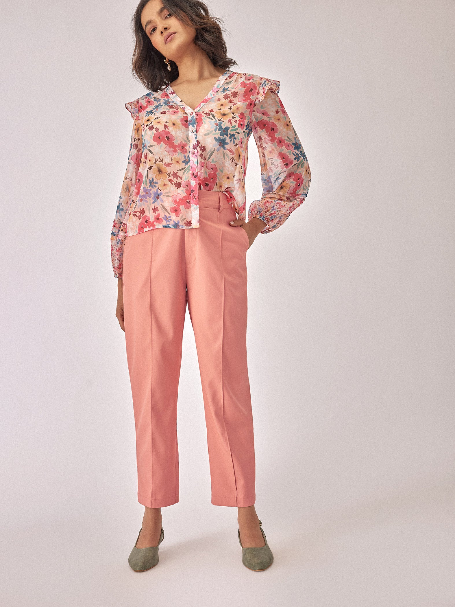 Light Coral Ankle Trousers