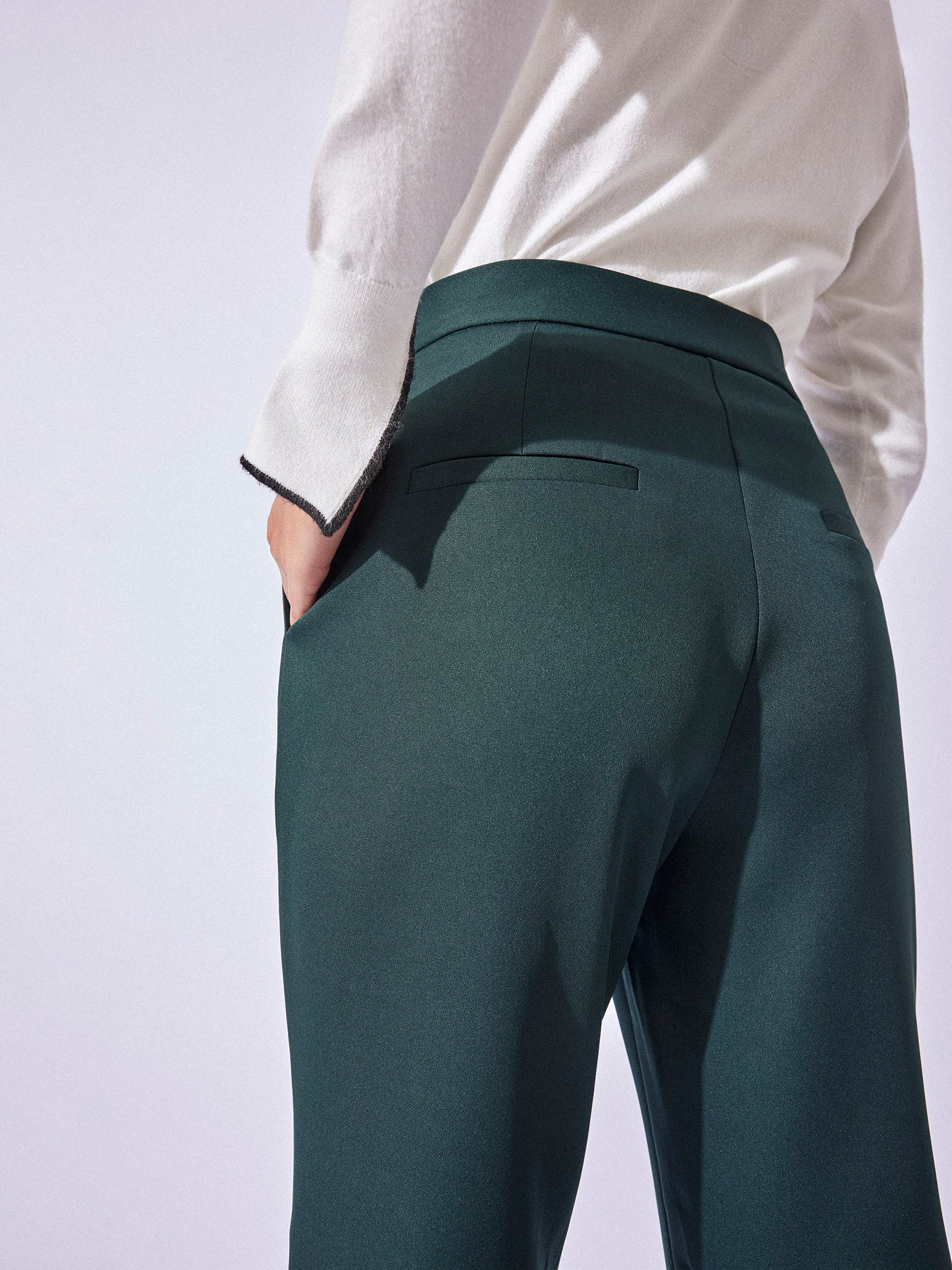 Forest Green Straight Fit Trousers