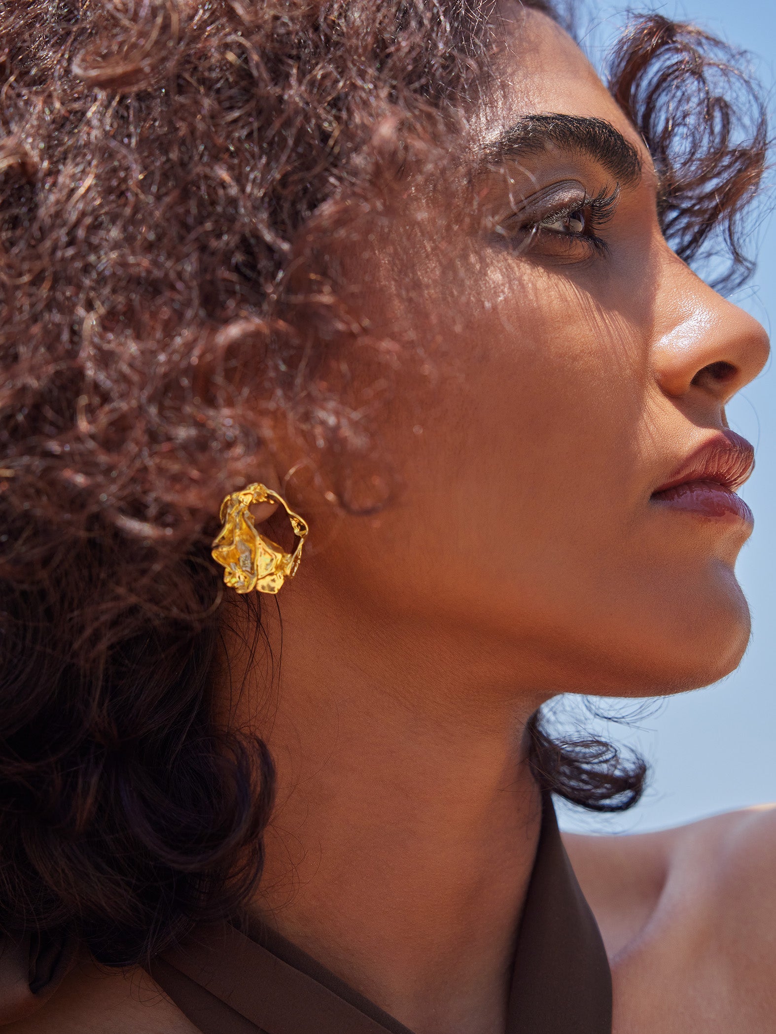 Gold Textured Mini Earrings