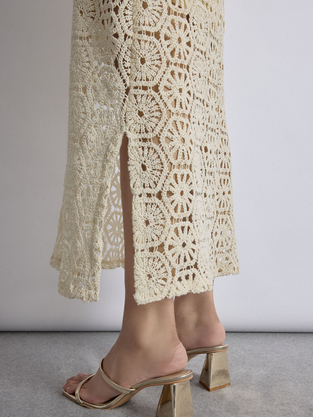 Ivory Crochet Detail Skirt