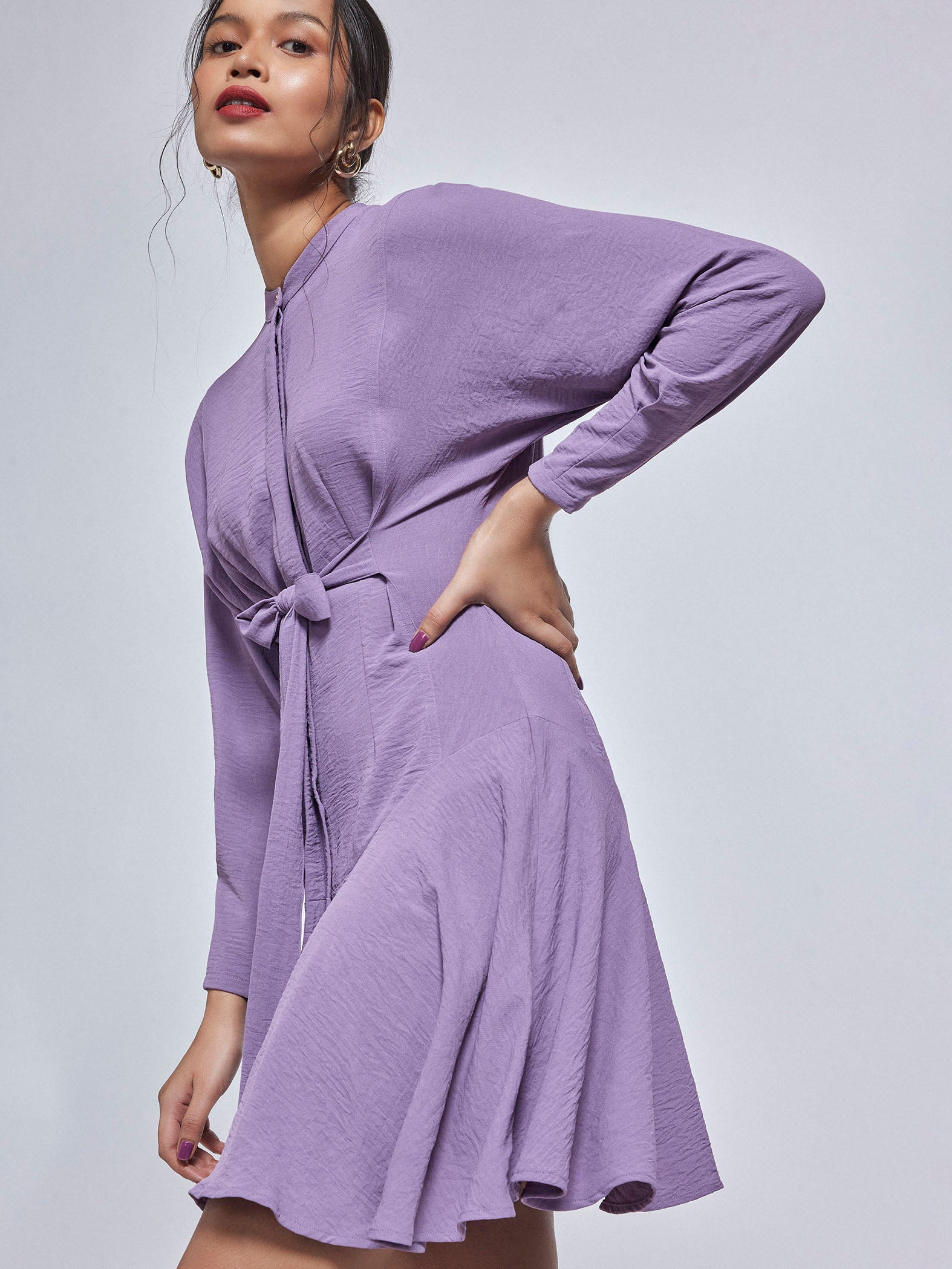 Lilac Front Tie Dress