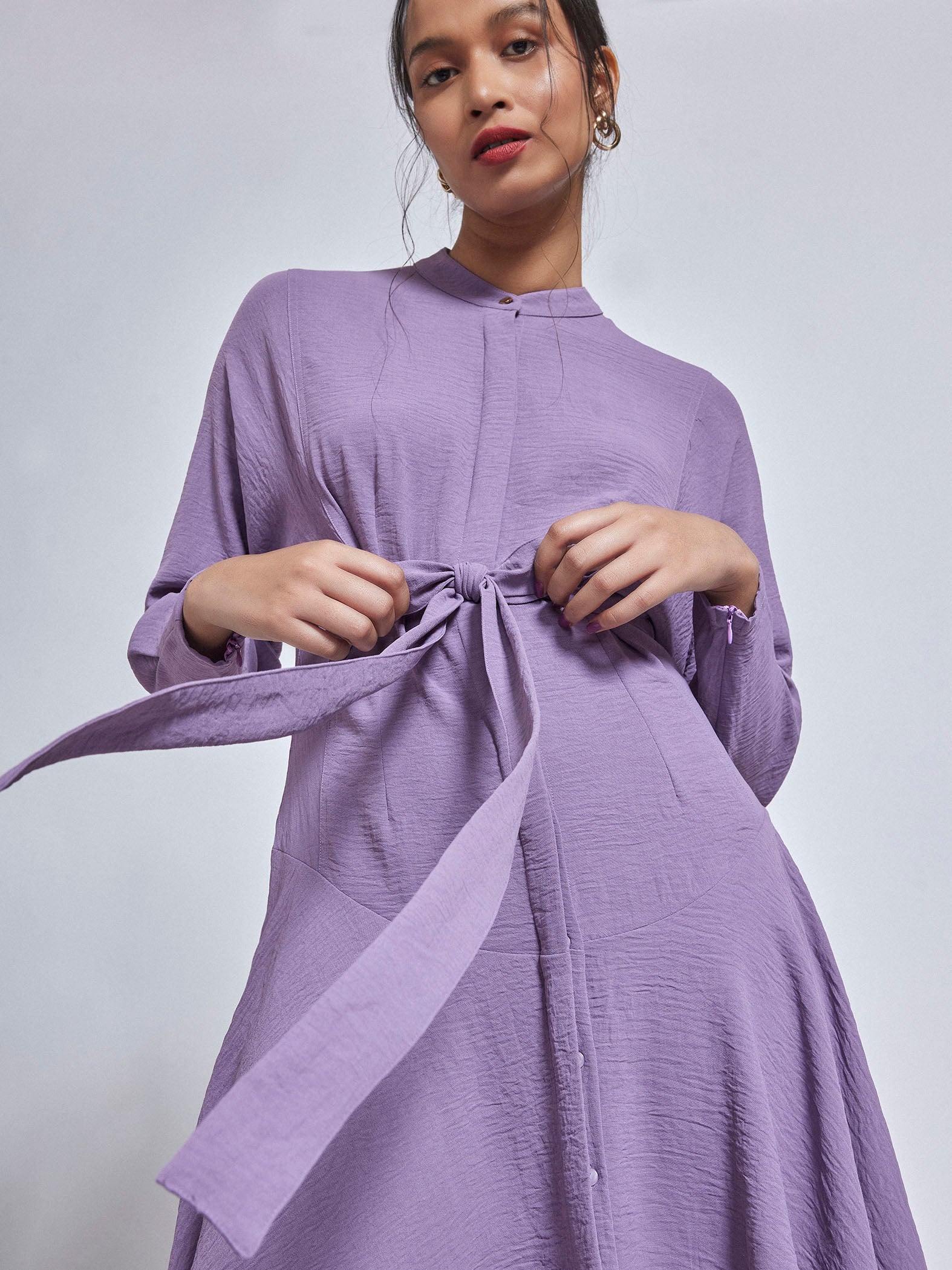 Lilac Front Tie Dress