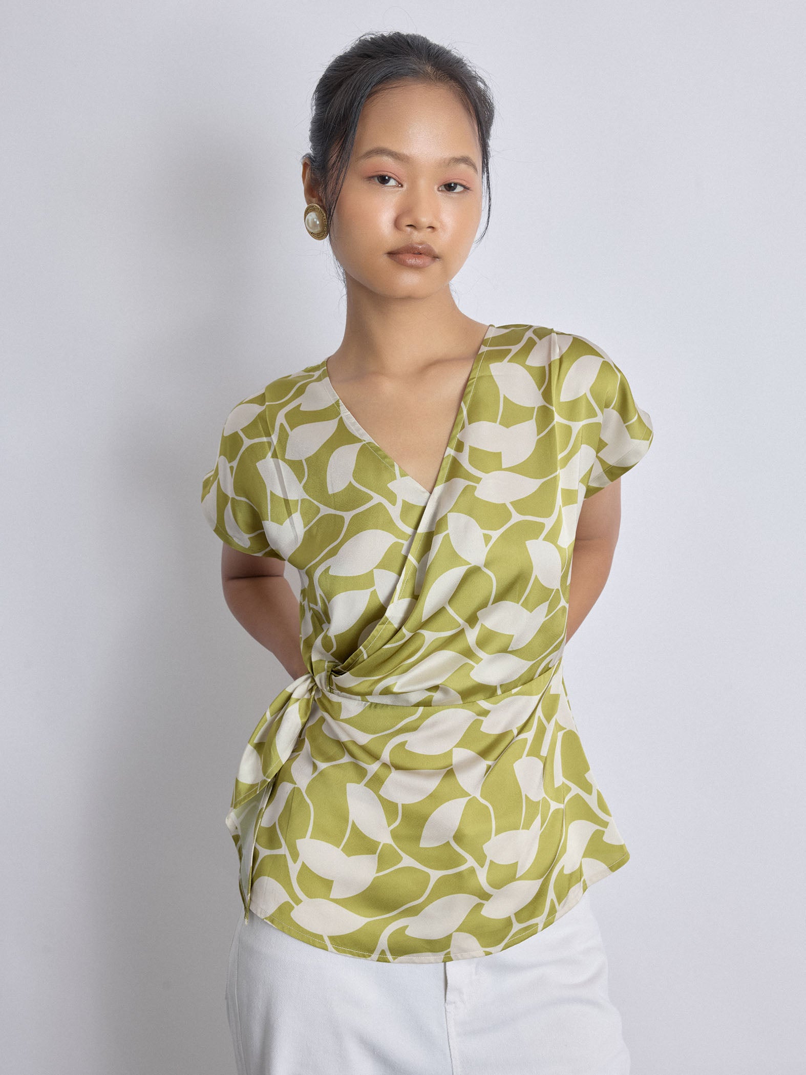 Lime Printed Wrap Top