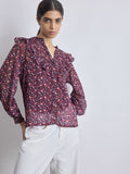 Maroon Ditsy Floral Frilled Shirt