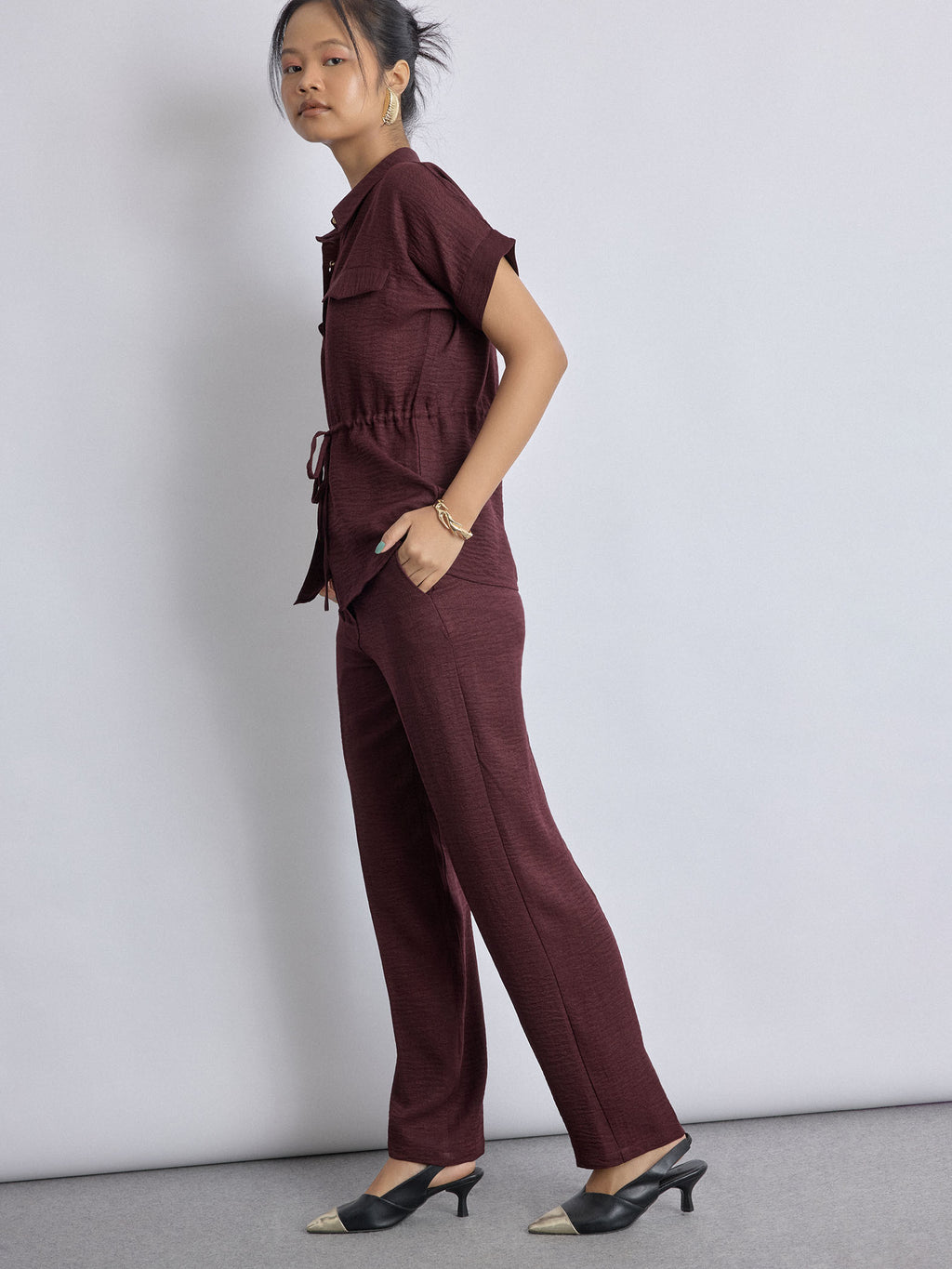 Merlot High Waist Pants