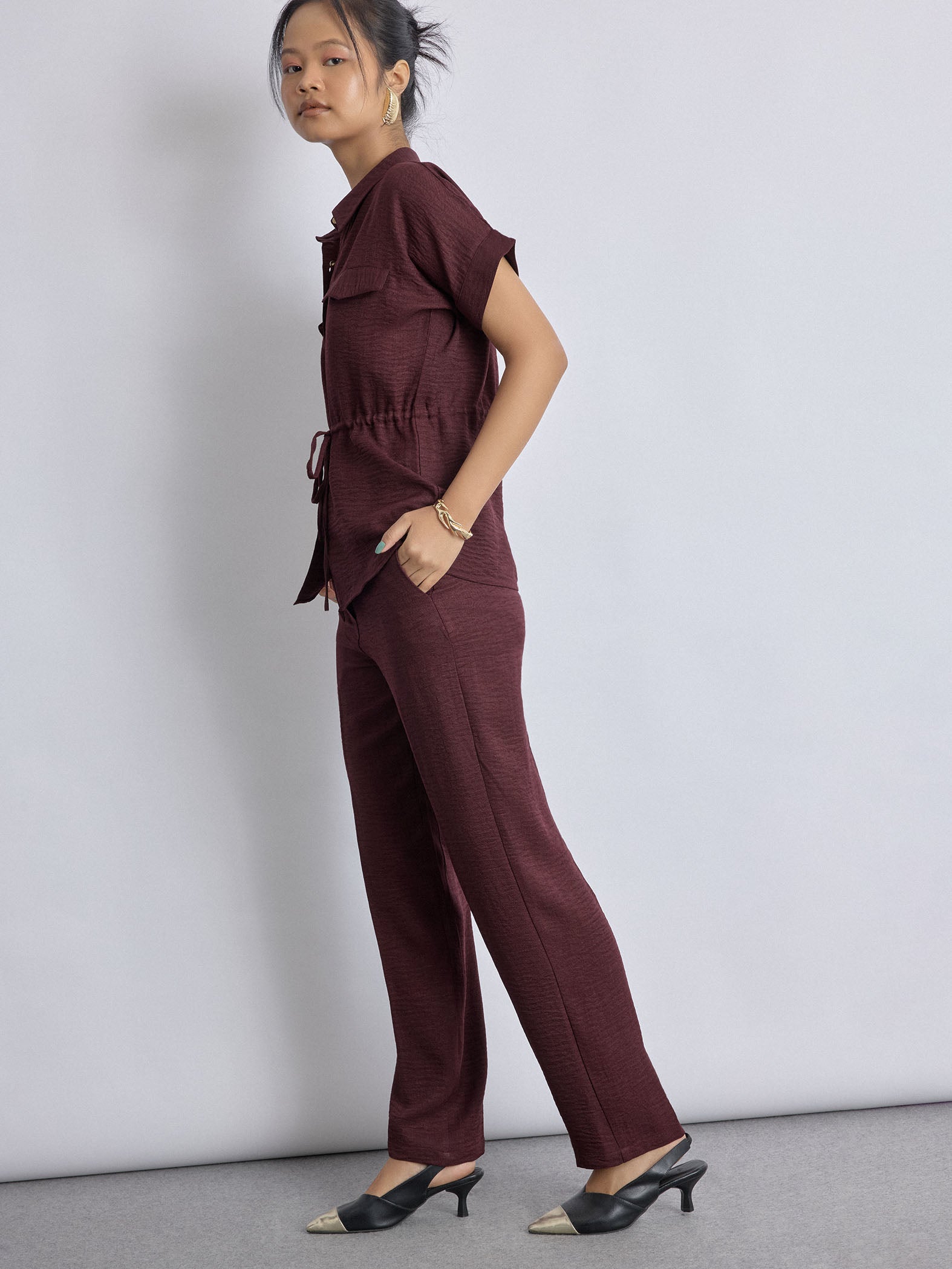 Merlot High Waist Pants