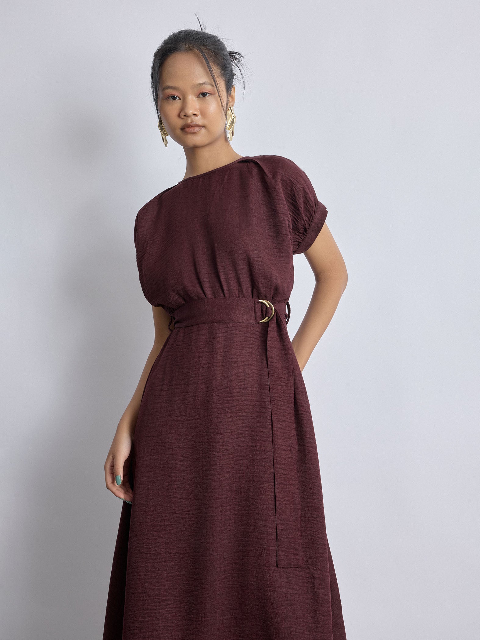 Merlot Side Buttoned Dress