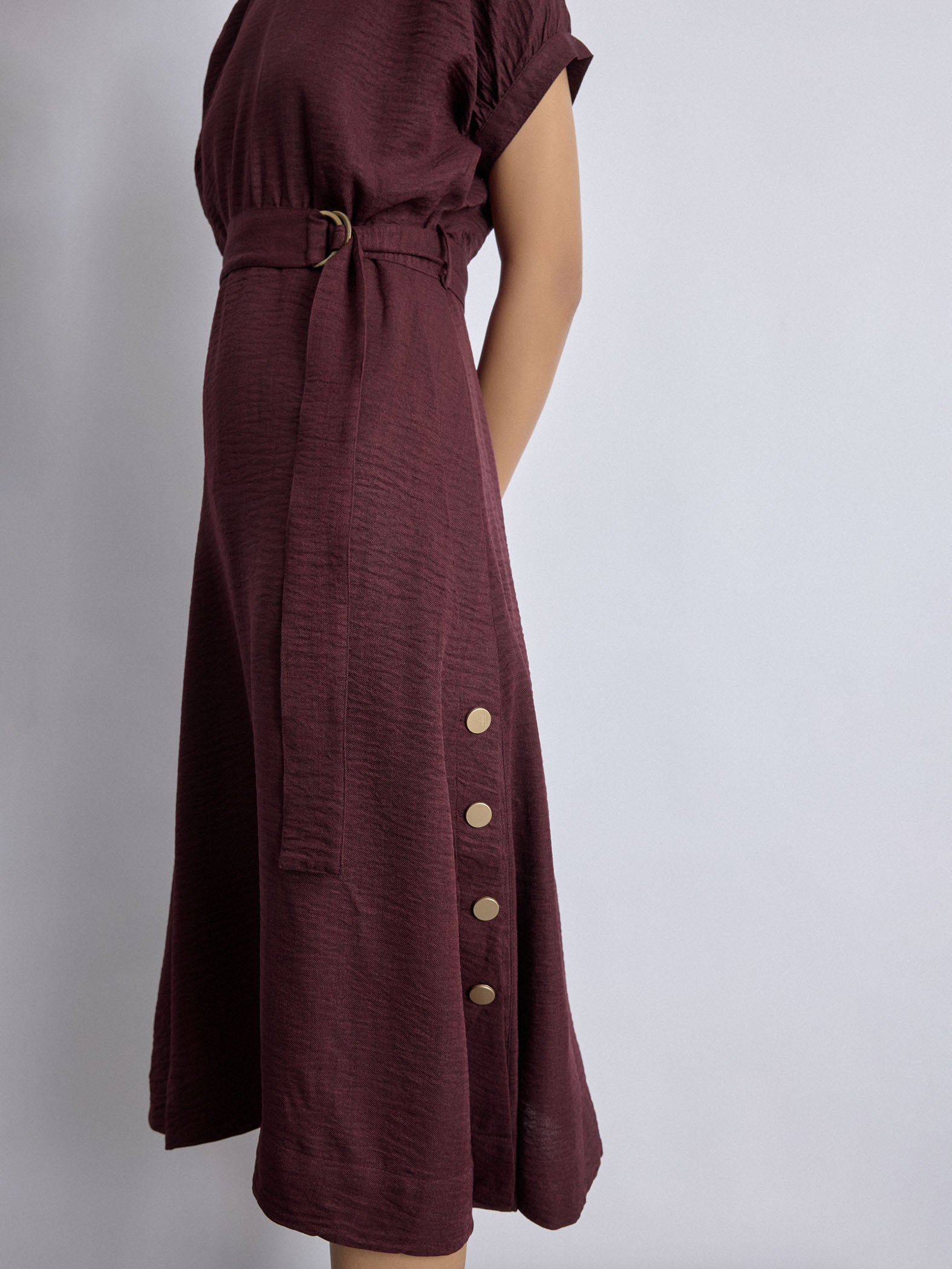 Merlot Side Buttoned Dress